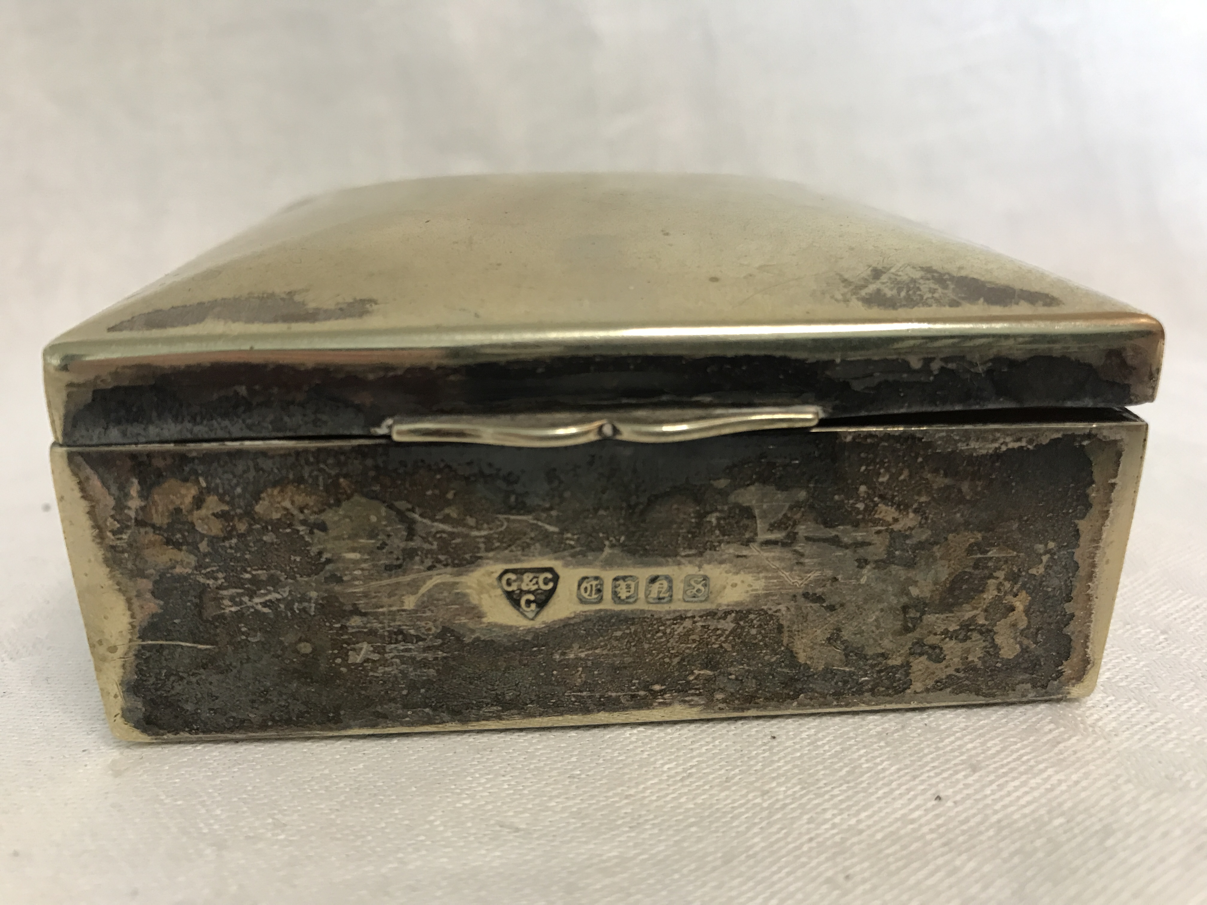 Silver box marked G & C G Epns. Grainger & Campbell Glasgow, hinged lid.
