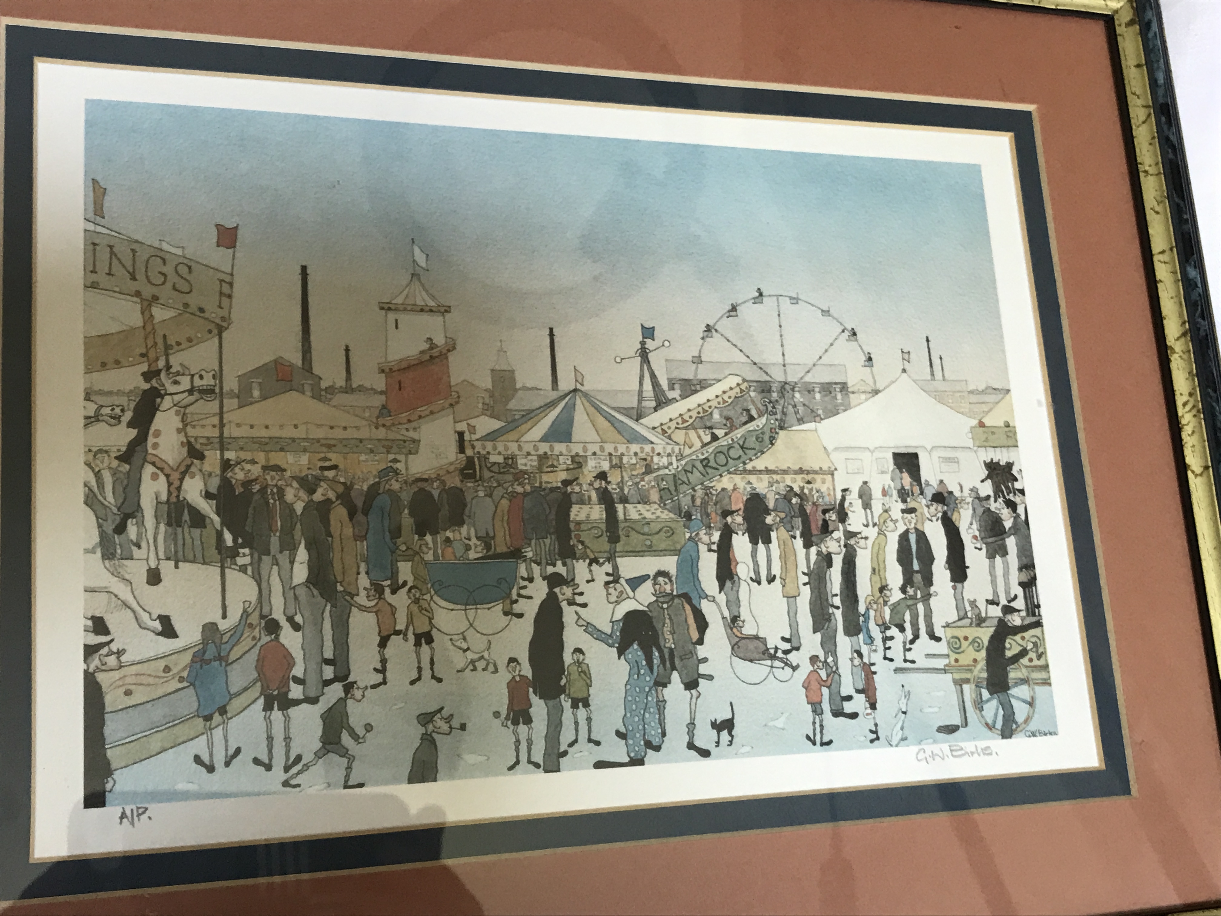 G.W Birks signed Artist proof (AP) print of a northern town carnival.