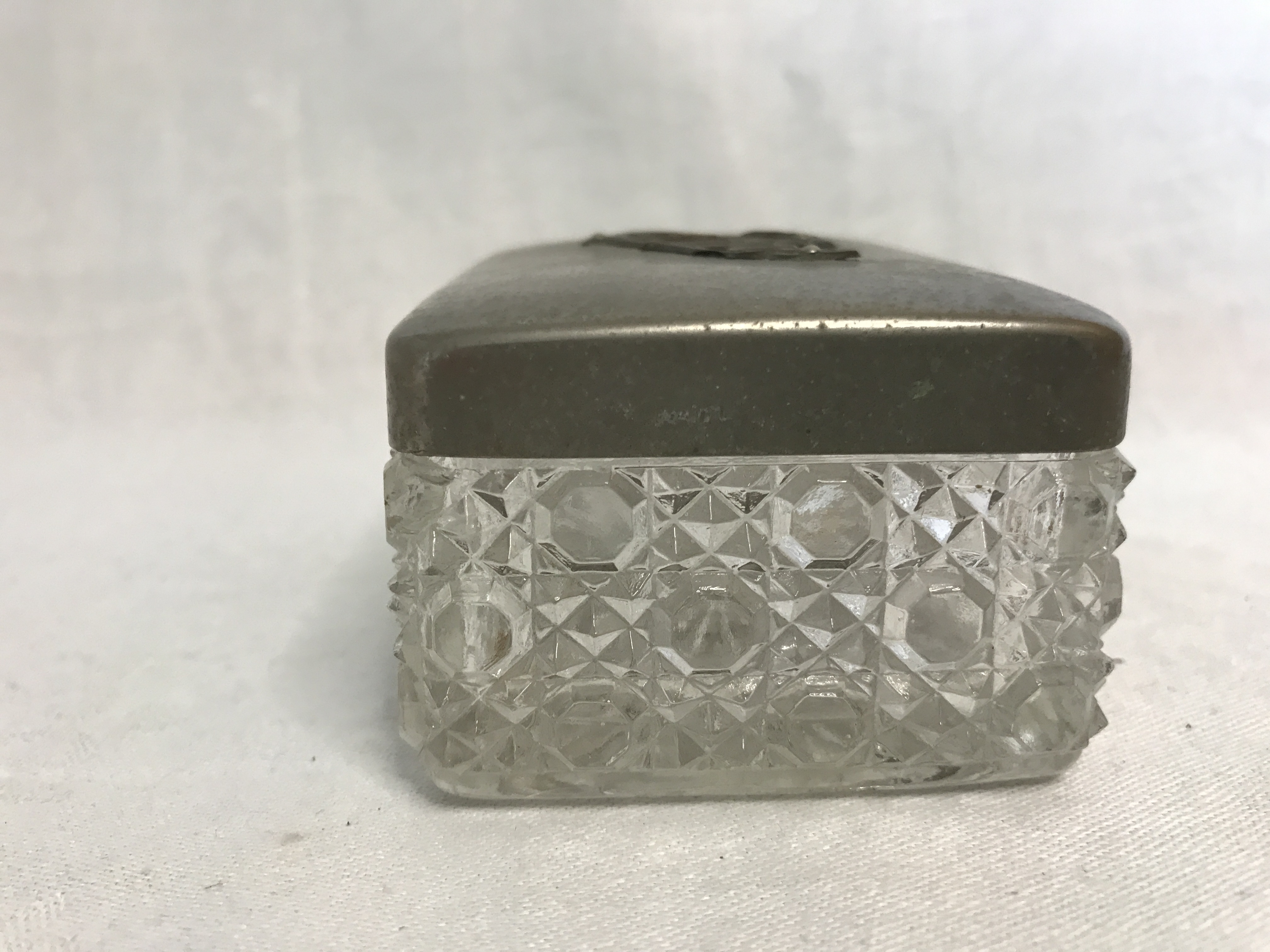 Vintage/ Antique Art deco style glass lidded pin box