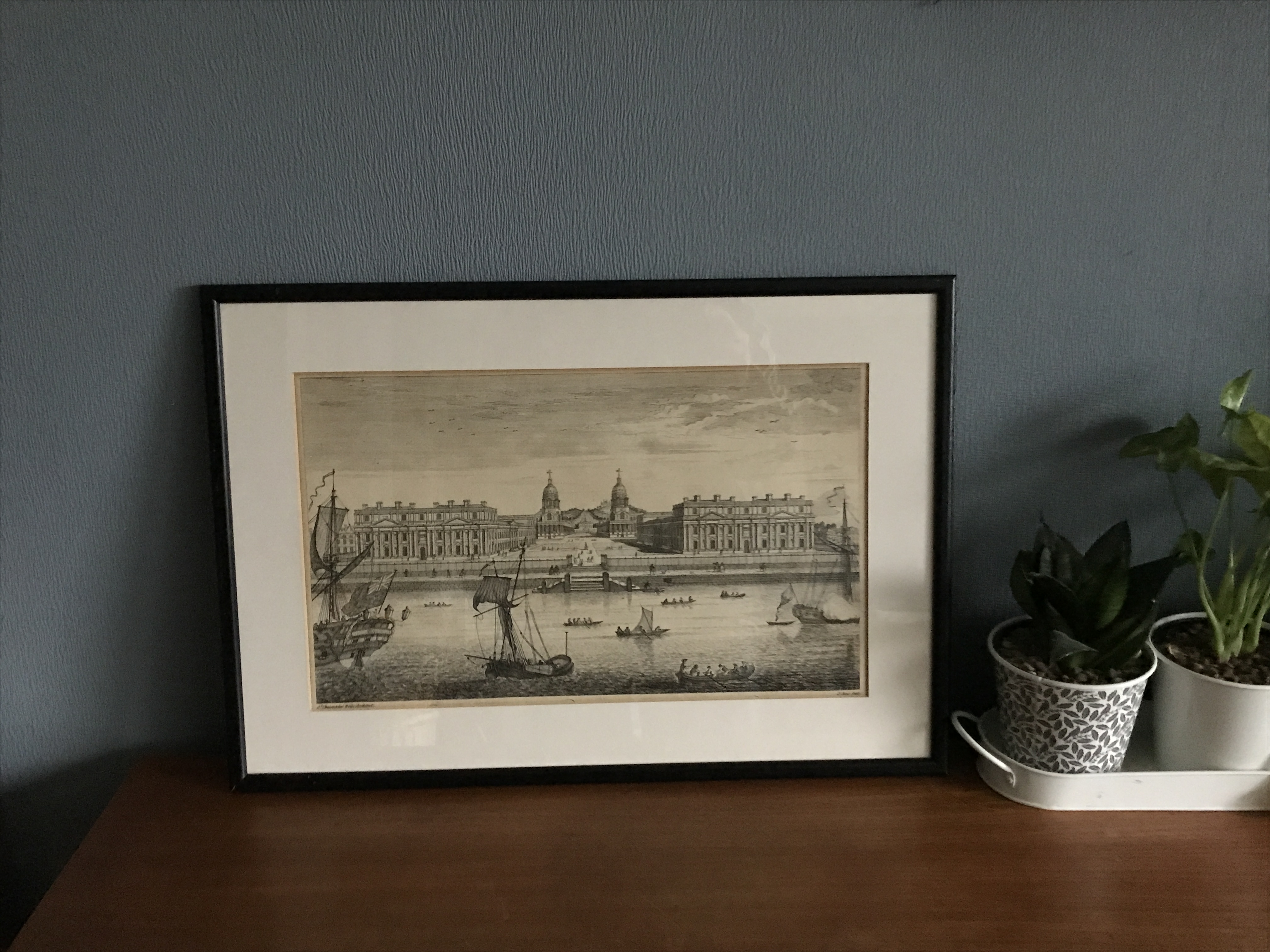 Prospect of Greenwich Hospital Print of Etching by J June