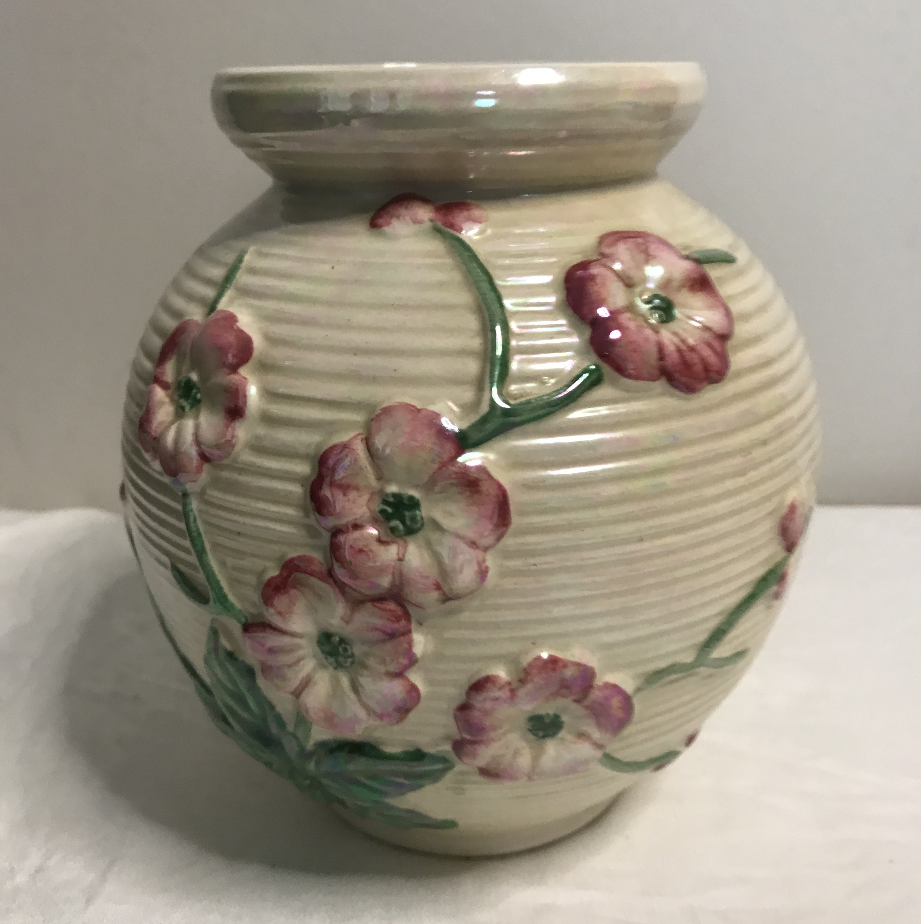 Maling Pink Apple Blossom vase. Vintage.