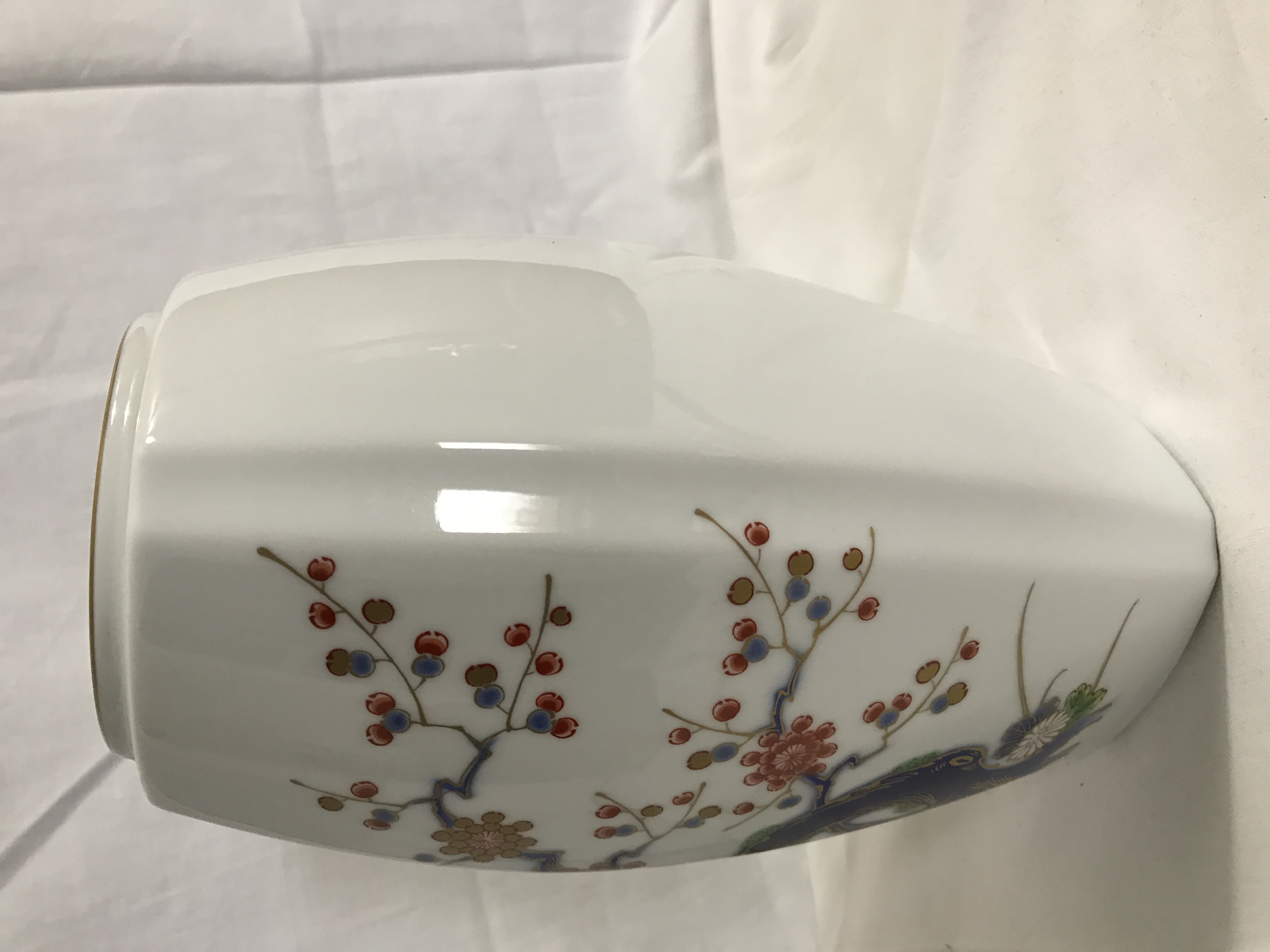 Fukagawa Japanese Porcelain vase flowering Prunus tree.