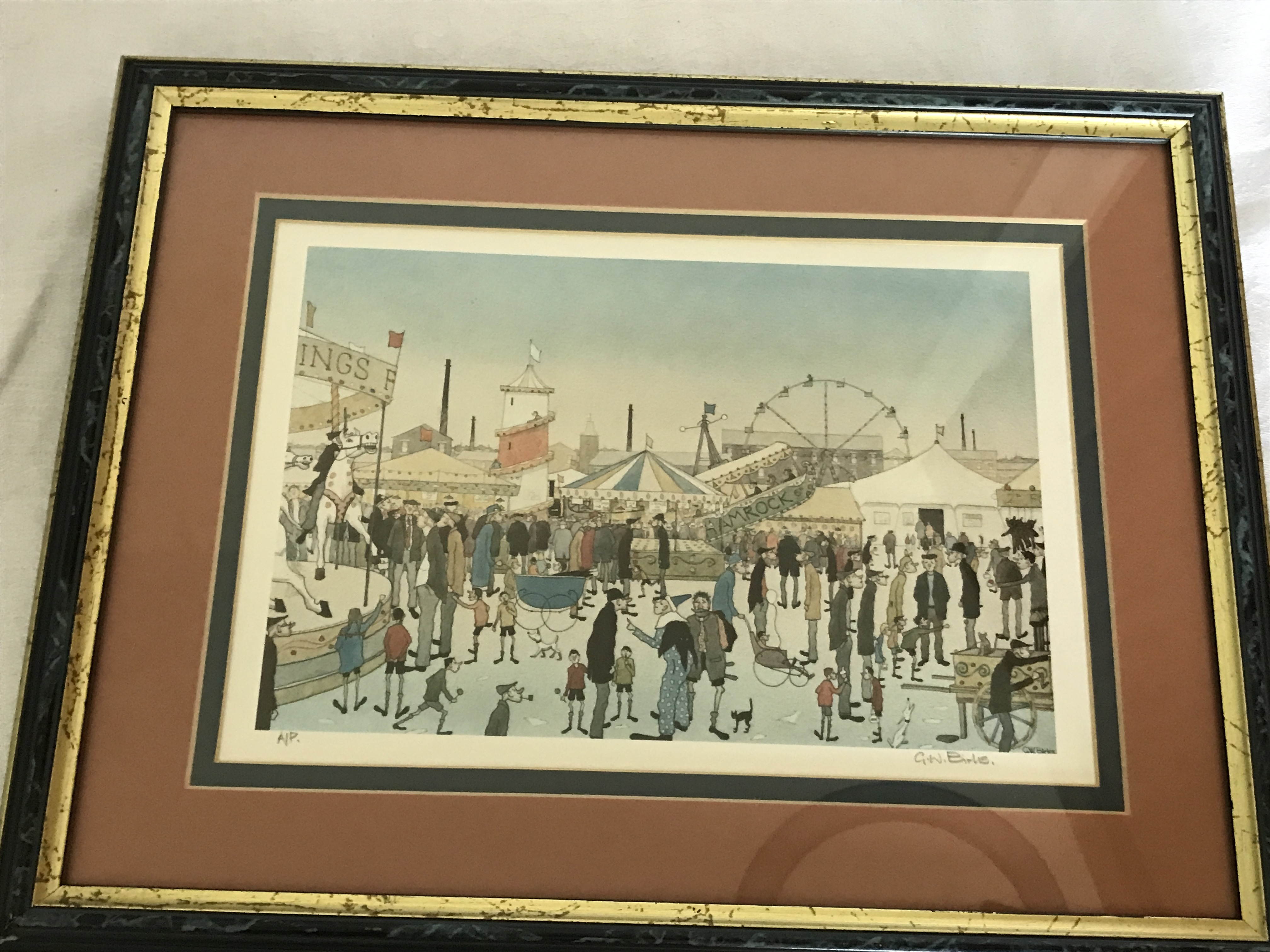G.W Birks signed Artist proof (AP) print of a northern town carnival.