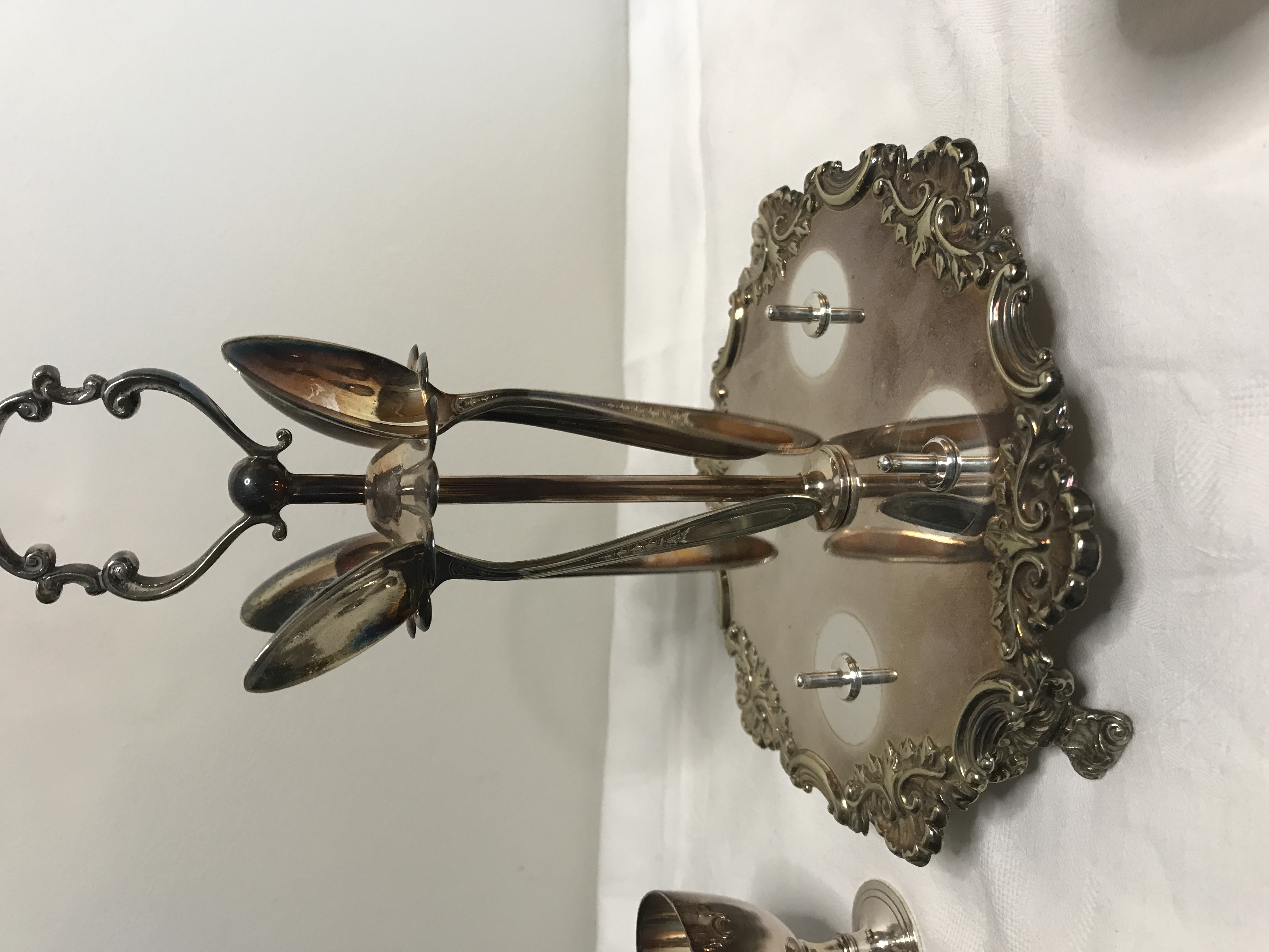 Vintage/ Antique Silver Egg Cruet set with spoons. Fenton Bros . EPNS