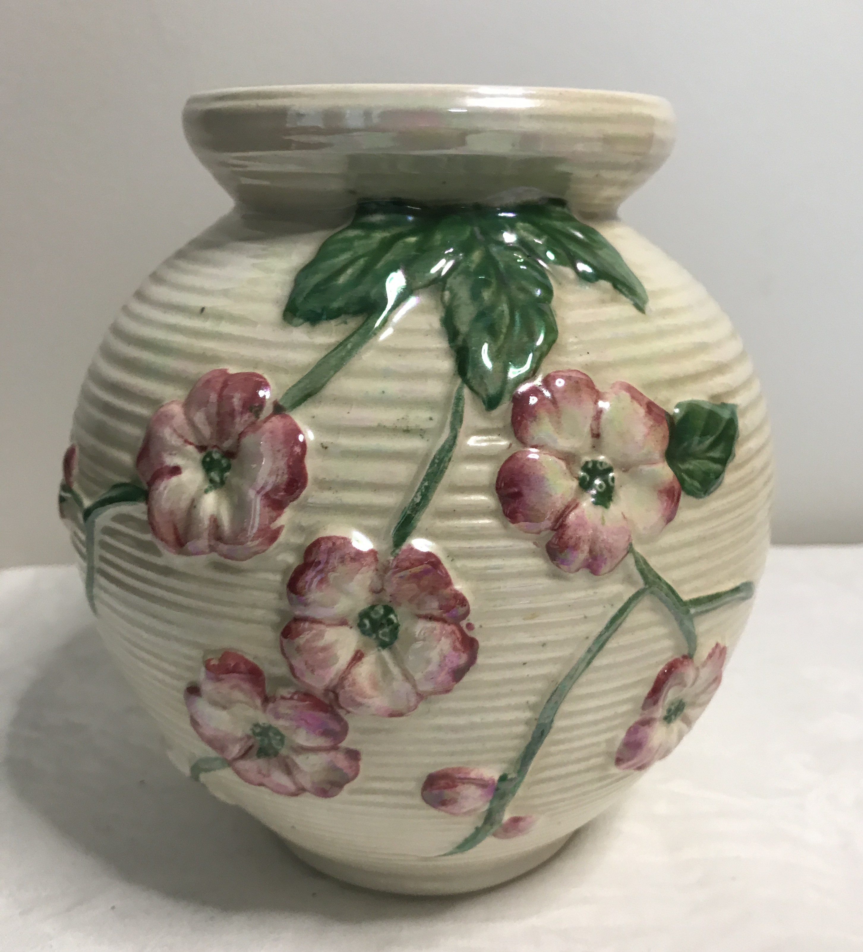 Maling Pink Apple Blossom vase. Vintage.
