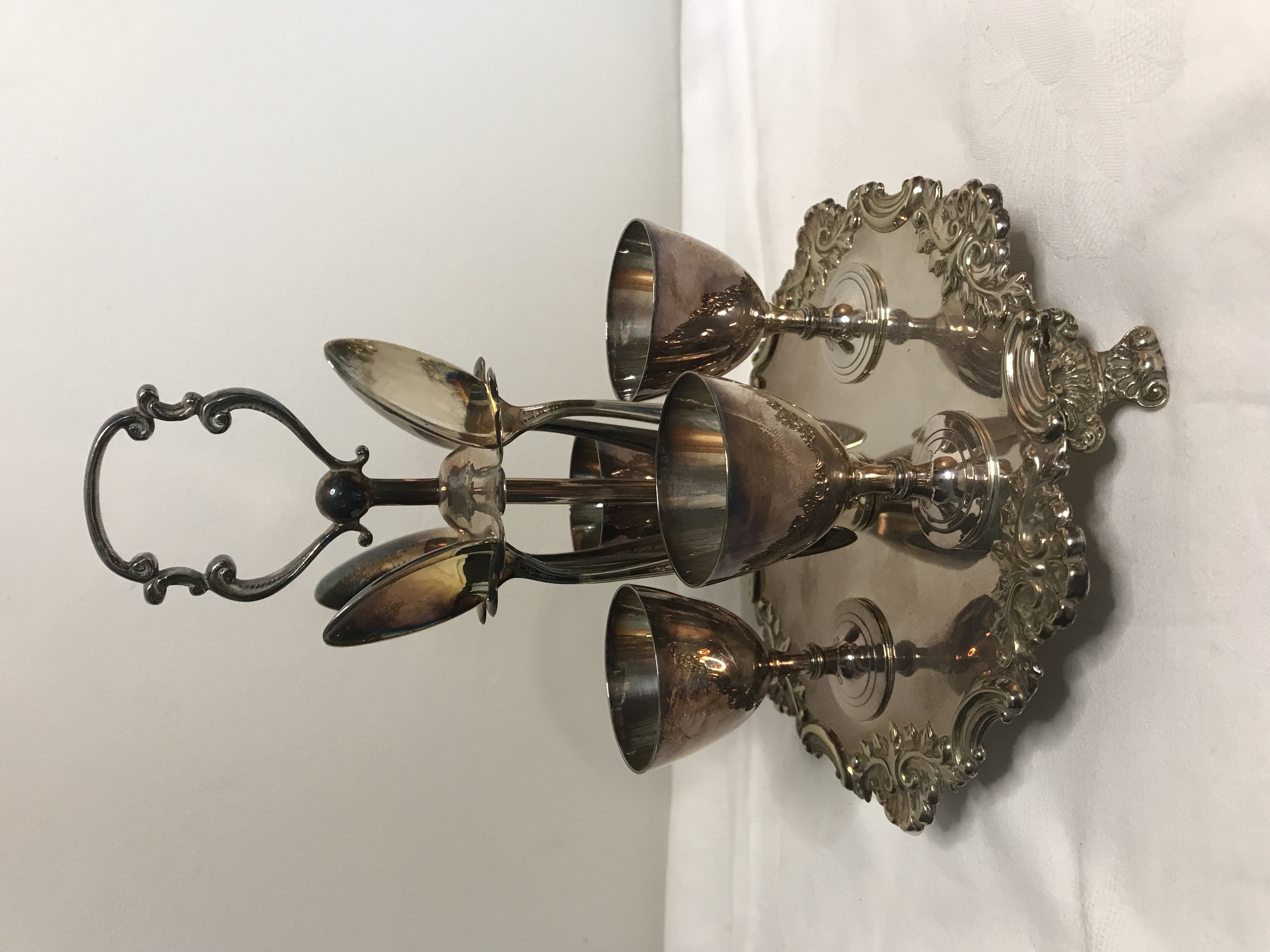 Vintage/ Antique Silver Egg Cruet set with spoons. Fenton Bros . EPNS