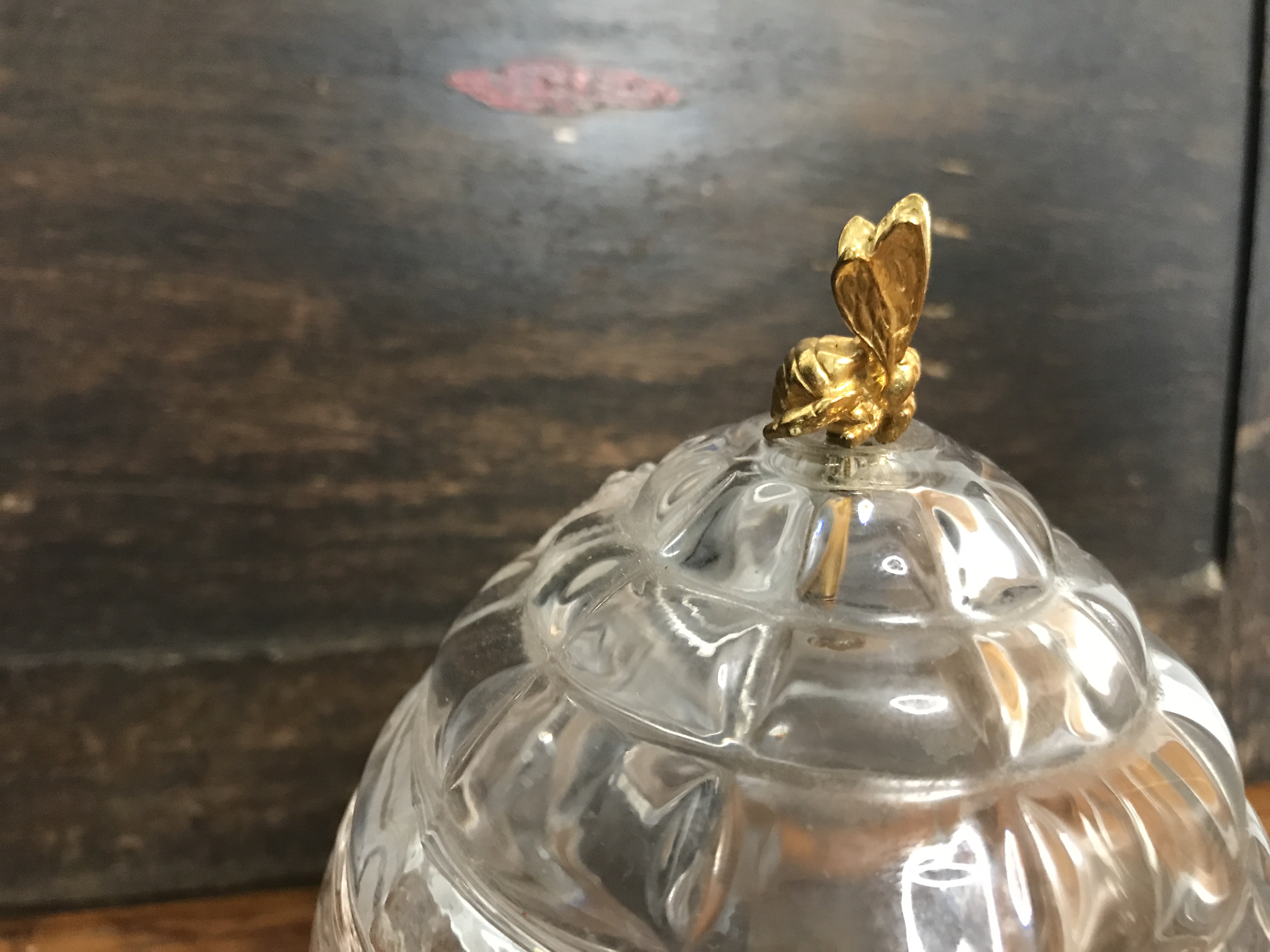 Vintage Gorham Glass 'Garden Serenade' Honey pot