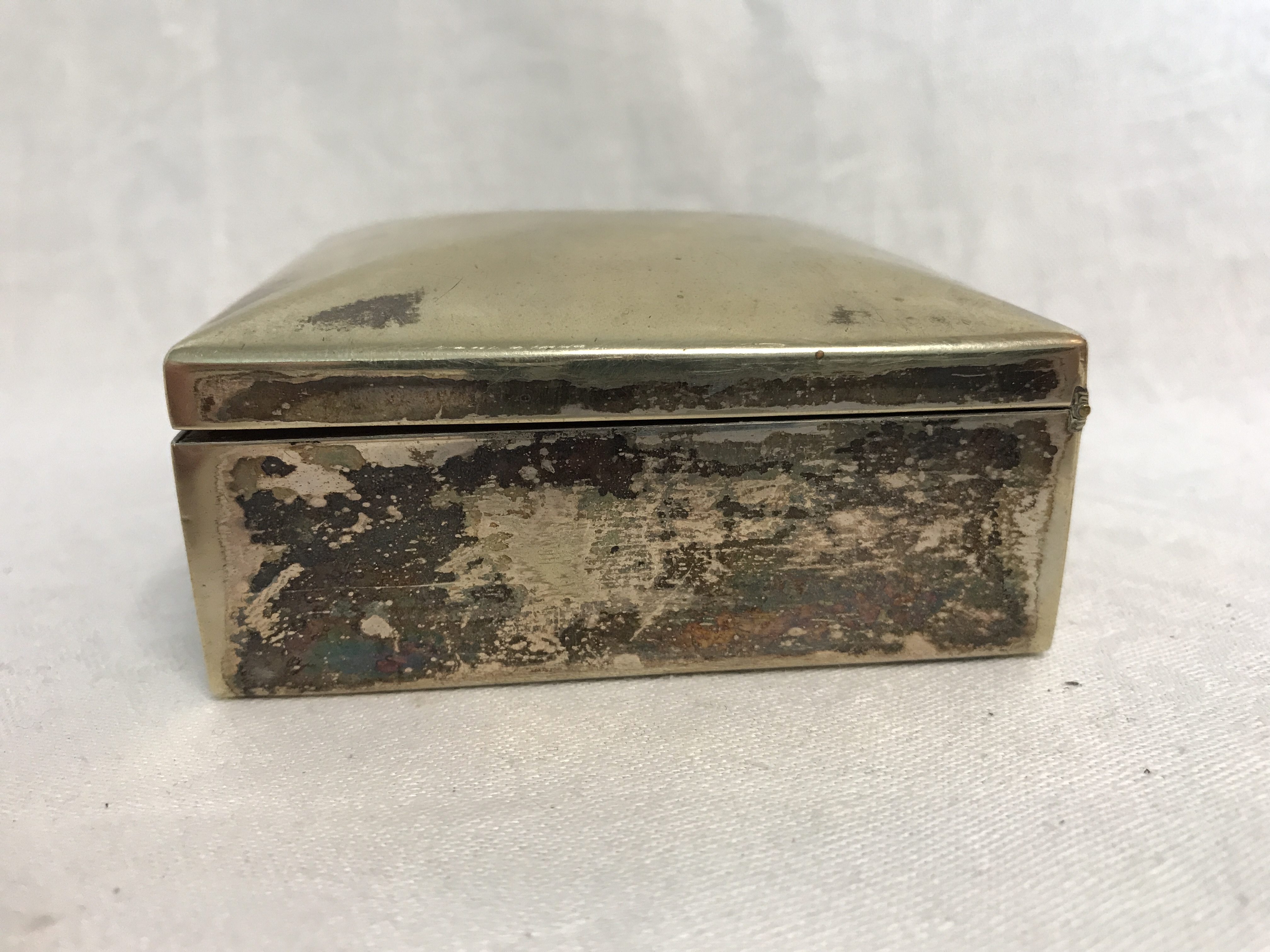 Silver box marked G & C G Epns. Grainger & Campbell Glasgow, hinged lid.