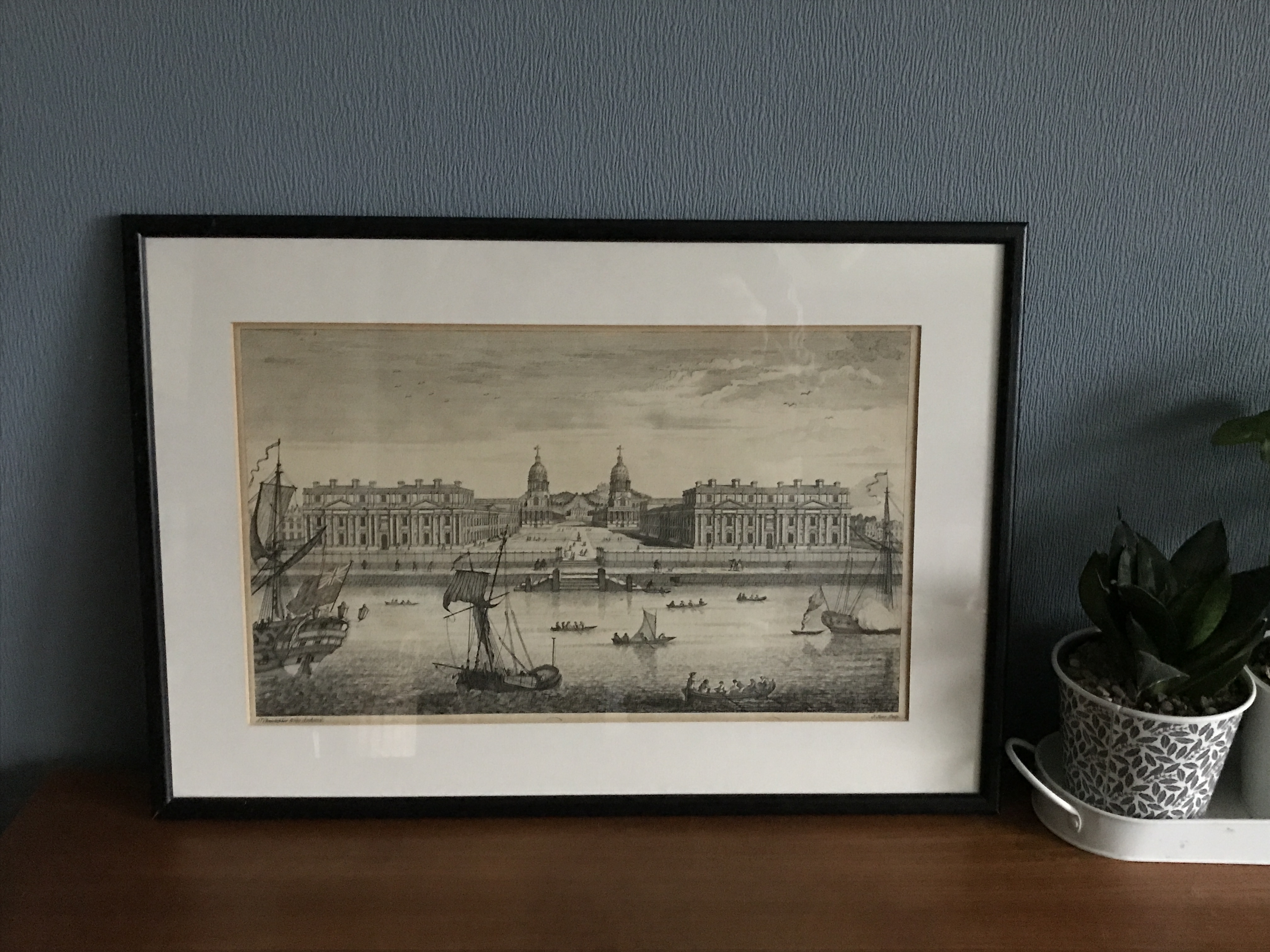 Prospect of Greenwich Hospital Print of Etching by J June