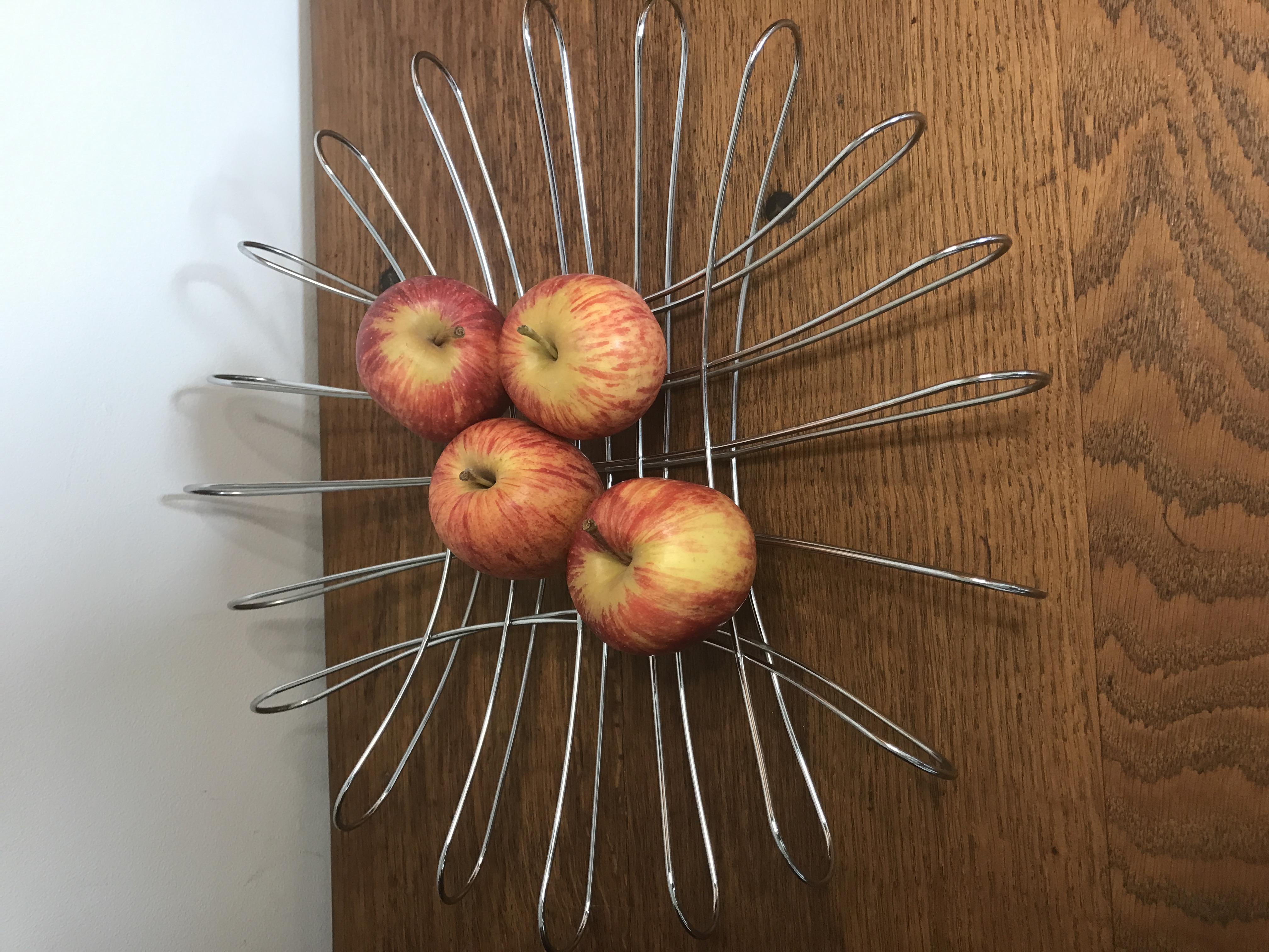 Vintage Mid century modern steel wire type metal fruit bowl.
