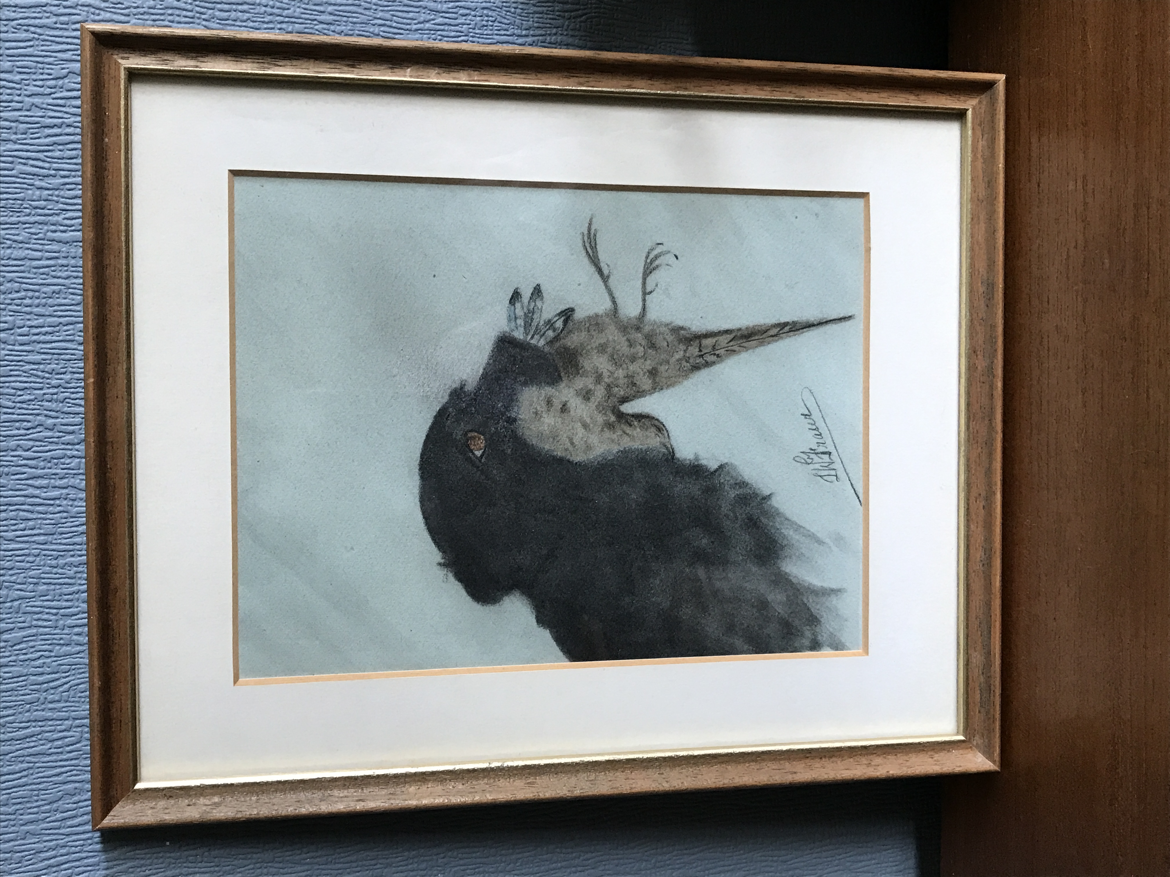 Original L W Fraser pastel of a working gun dog with game