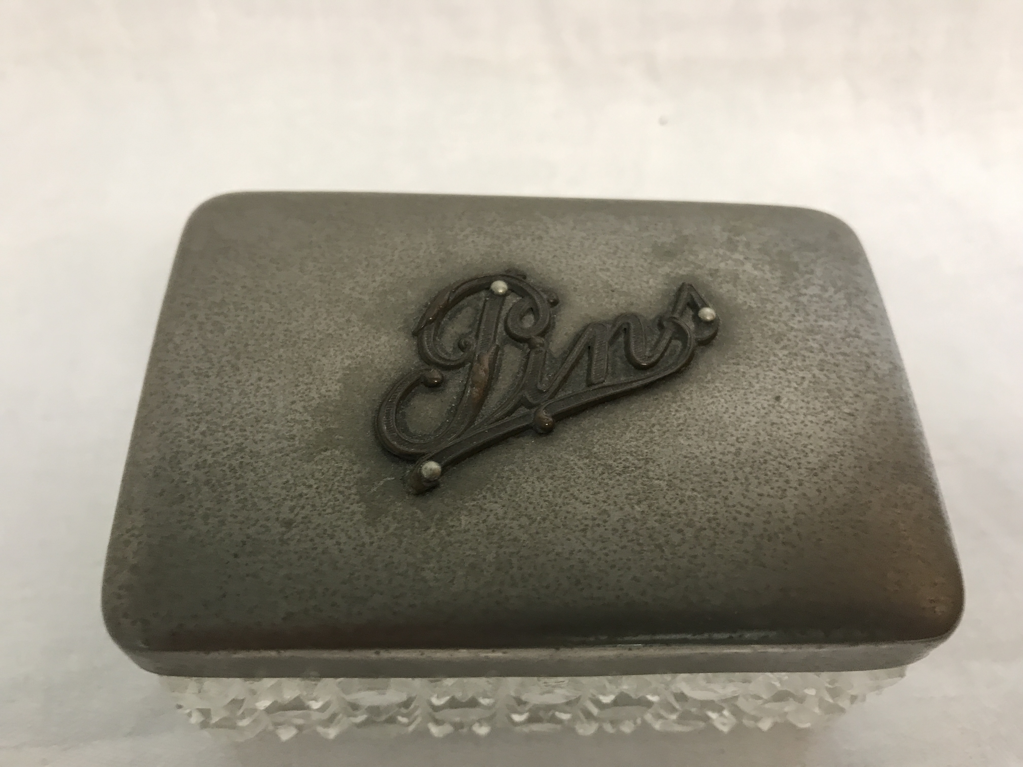 Vintage/ Antique Art deco style glass lidded pin box