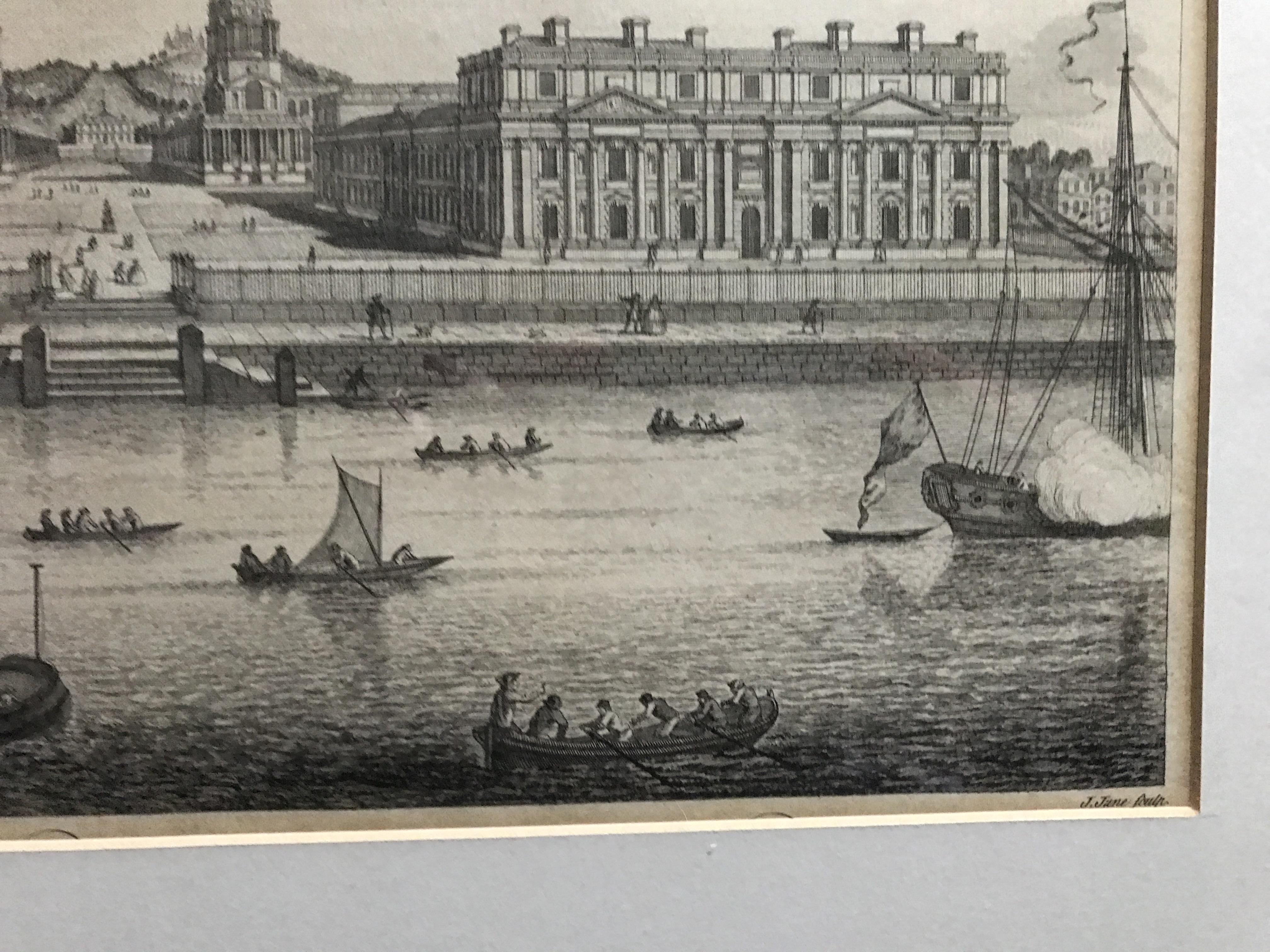 Prospect of Greenwich Hospital Print of Etching by J June