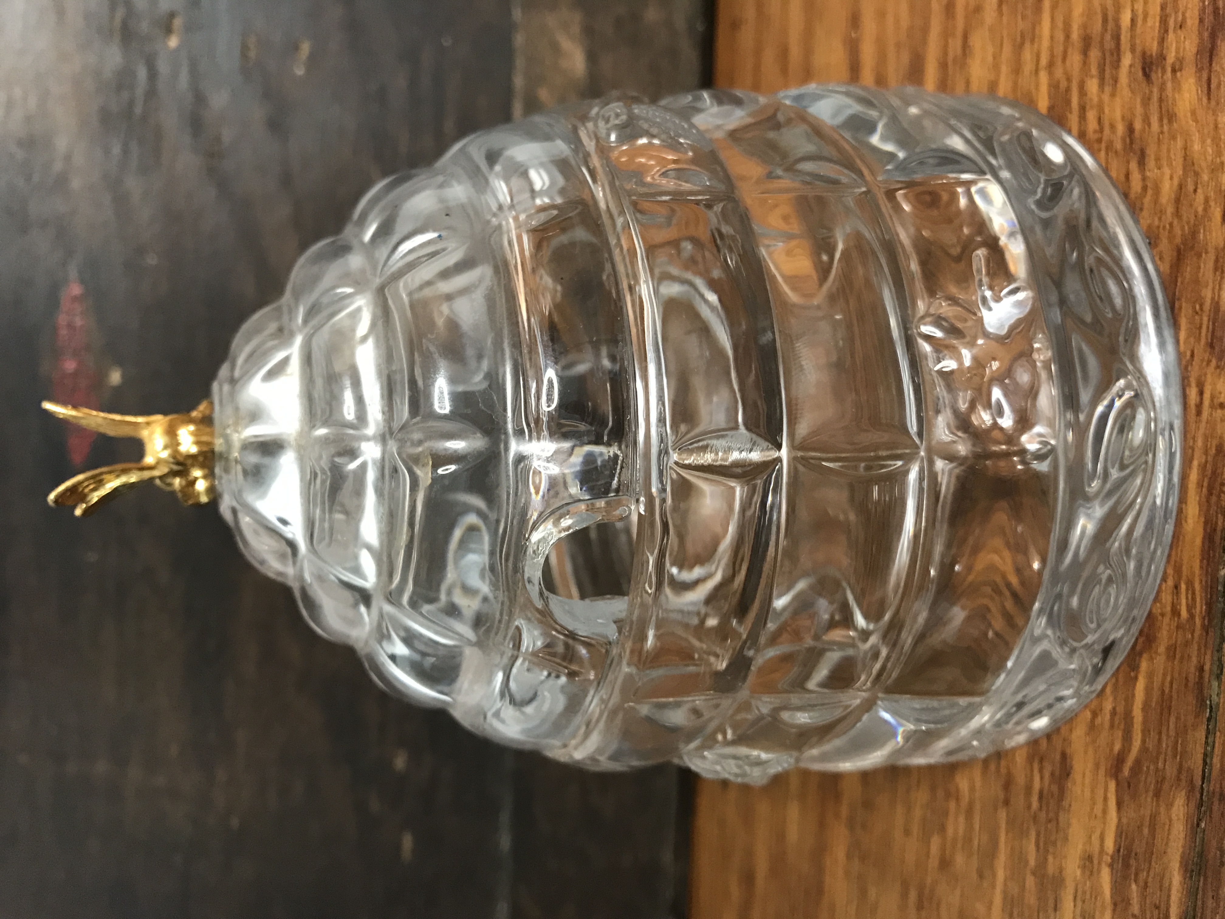 Vintage Gorham Glass 'Garden Serenade' Honey pot