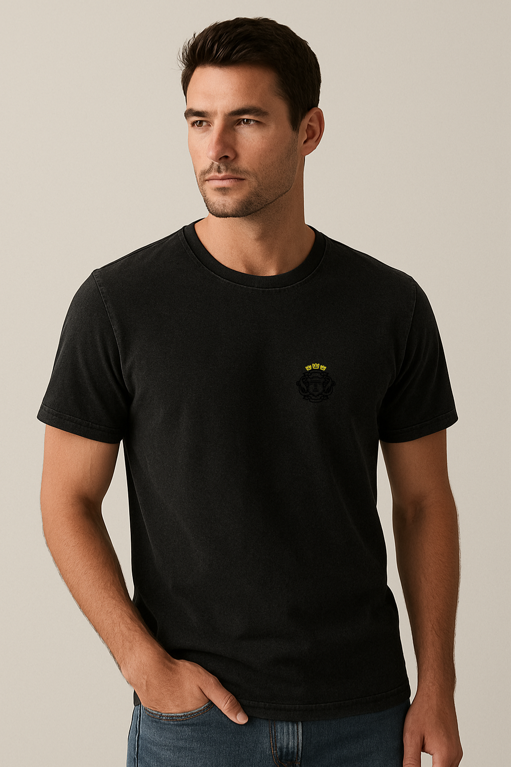 T-shirt Premium brasão preta