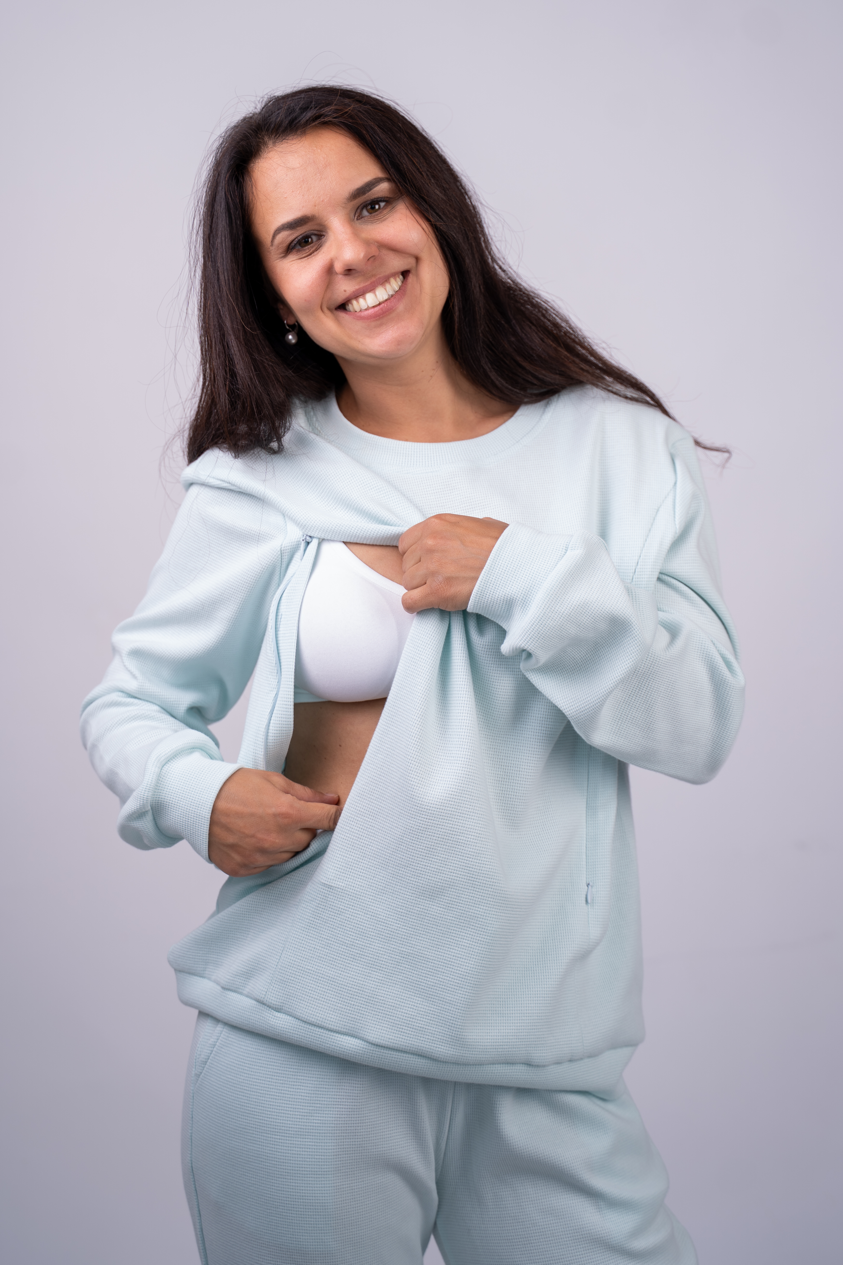 Žydras džemperis "Waffle Day"