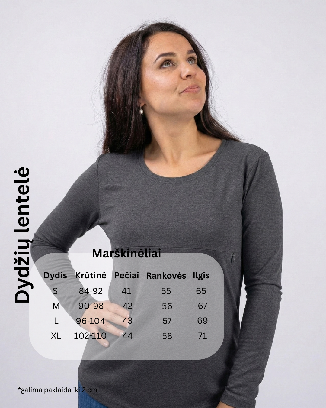 Juodi žindymo marškinėliai ilgomis rankovėmis "Long Day"