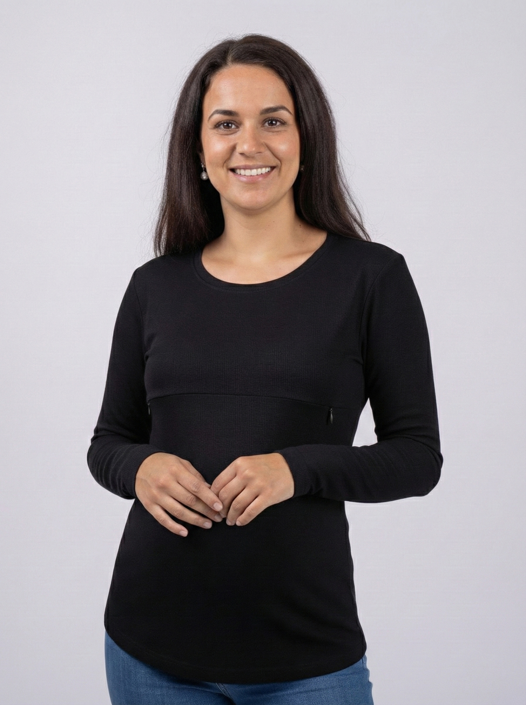 Juodi žindymo marškinėliai ilgomis rankovėmis "Long Day"