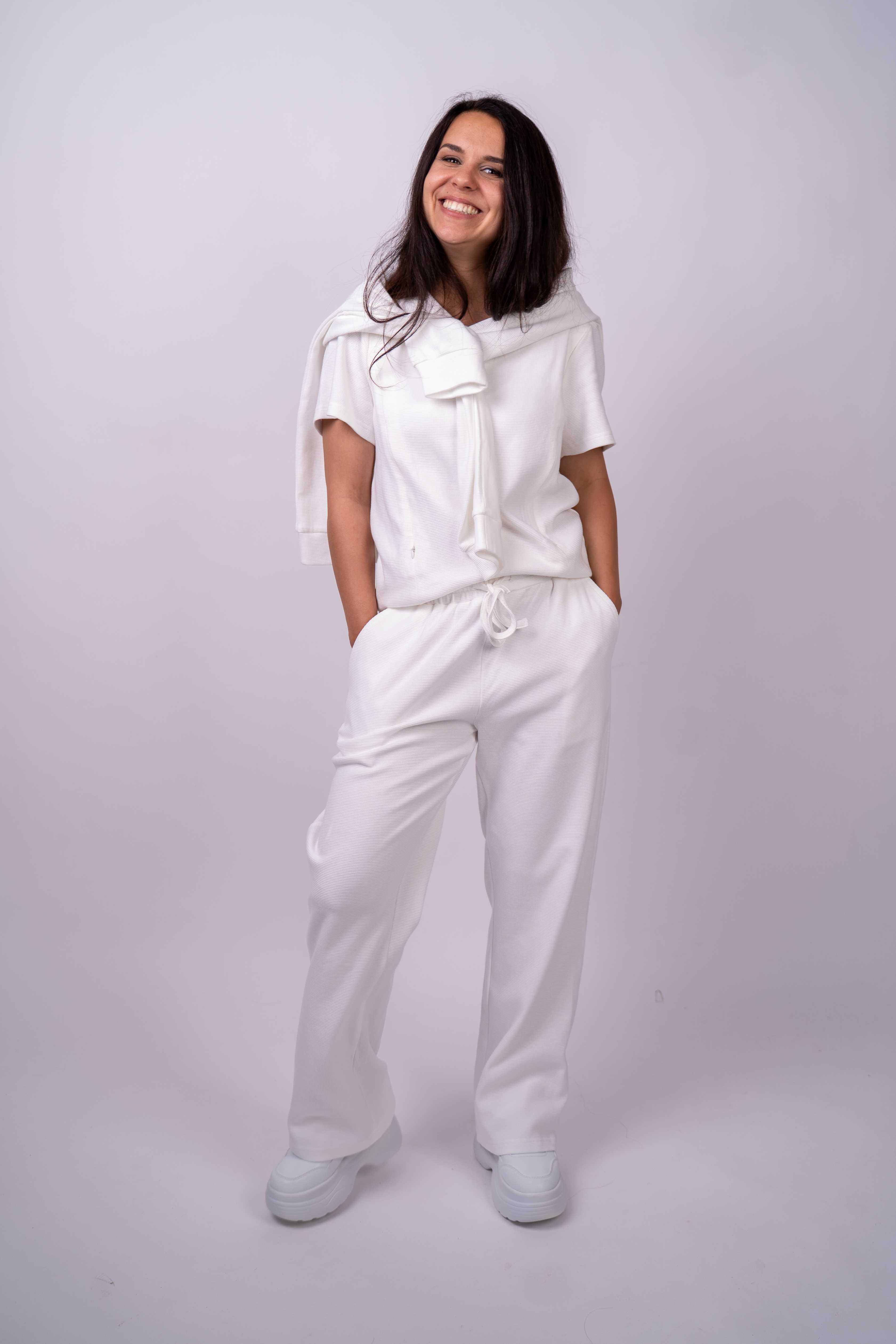 Baltas džemperis "Waffle Day"