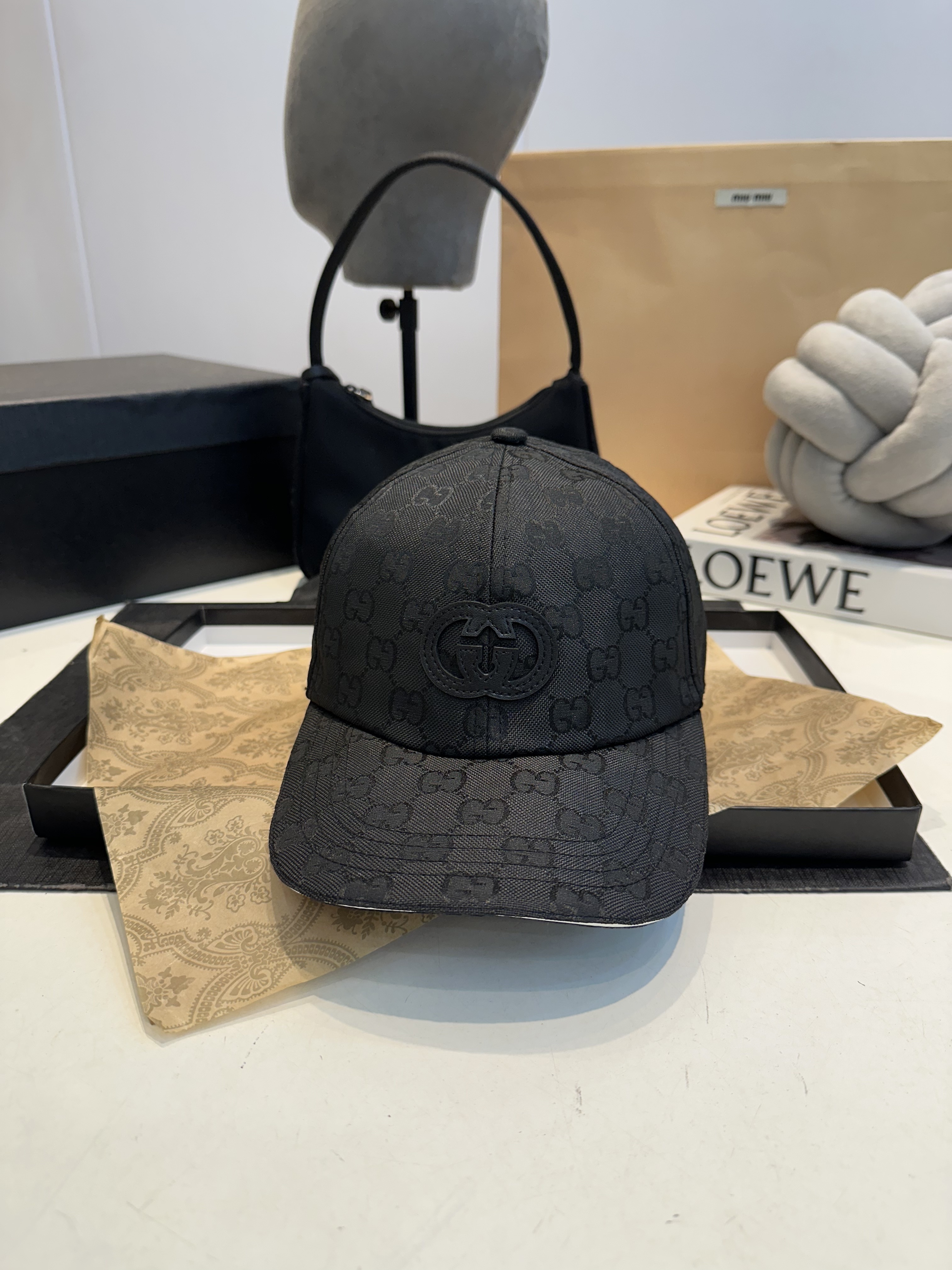 Casquette GG en Nylon Noir SS2025 1.1