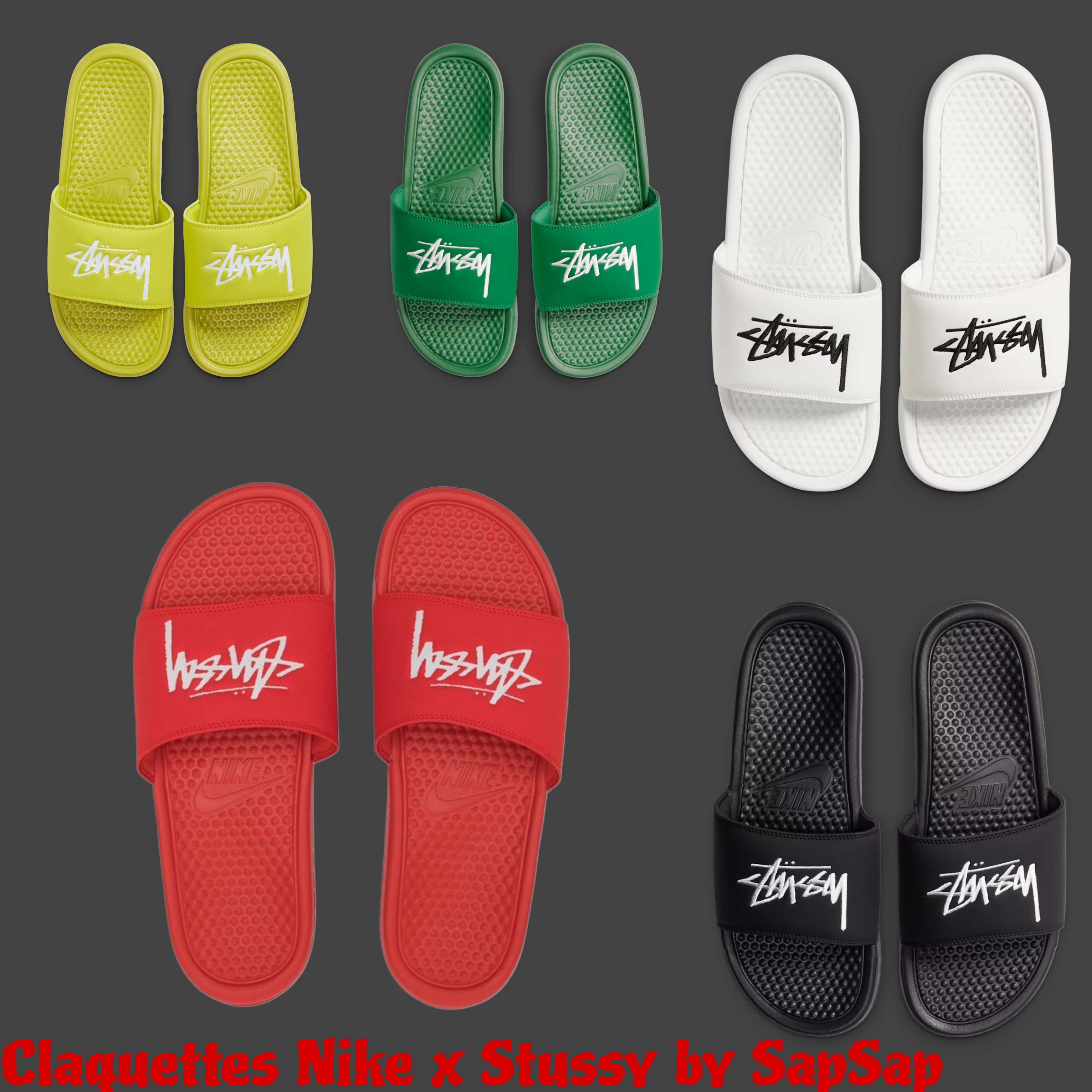 Claquettes NK x Stussy 
