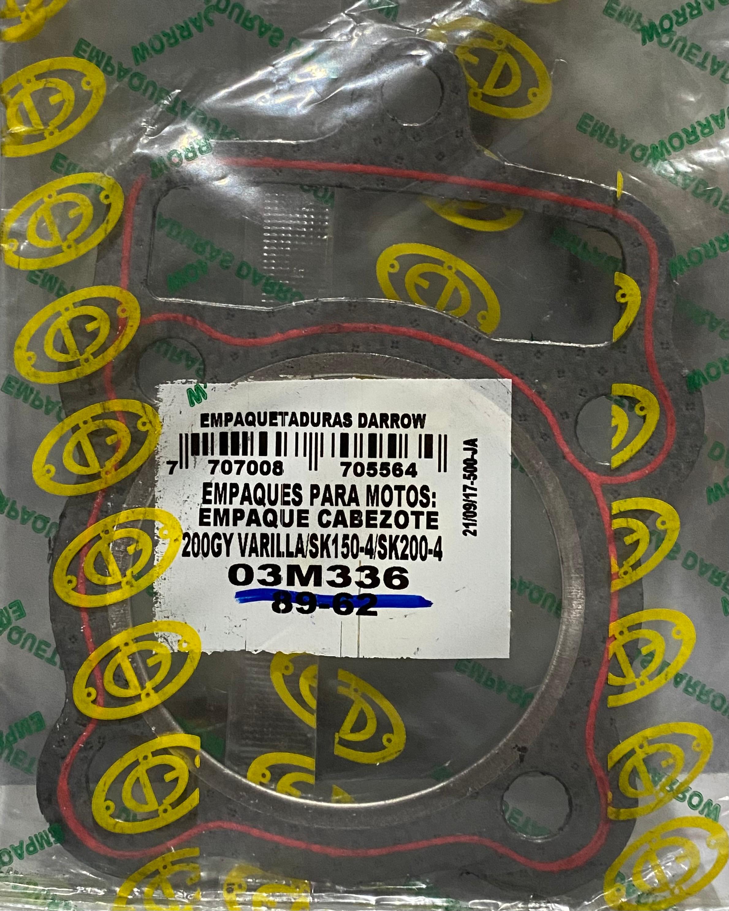EMPAQUE DE CABEZOTE 200GY VARILLA/SK150