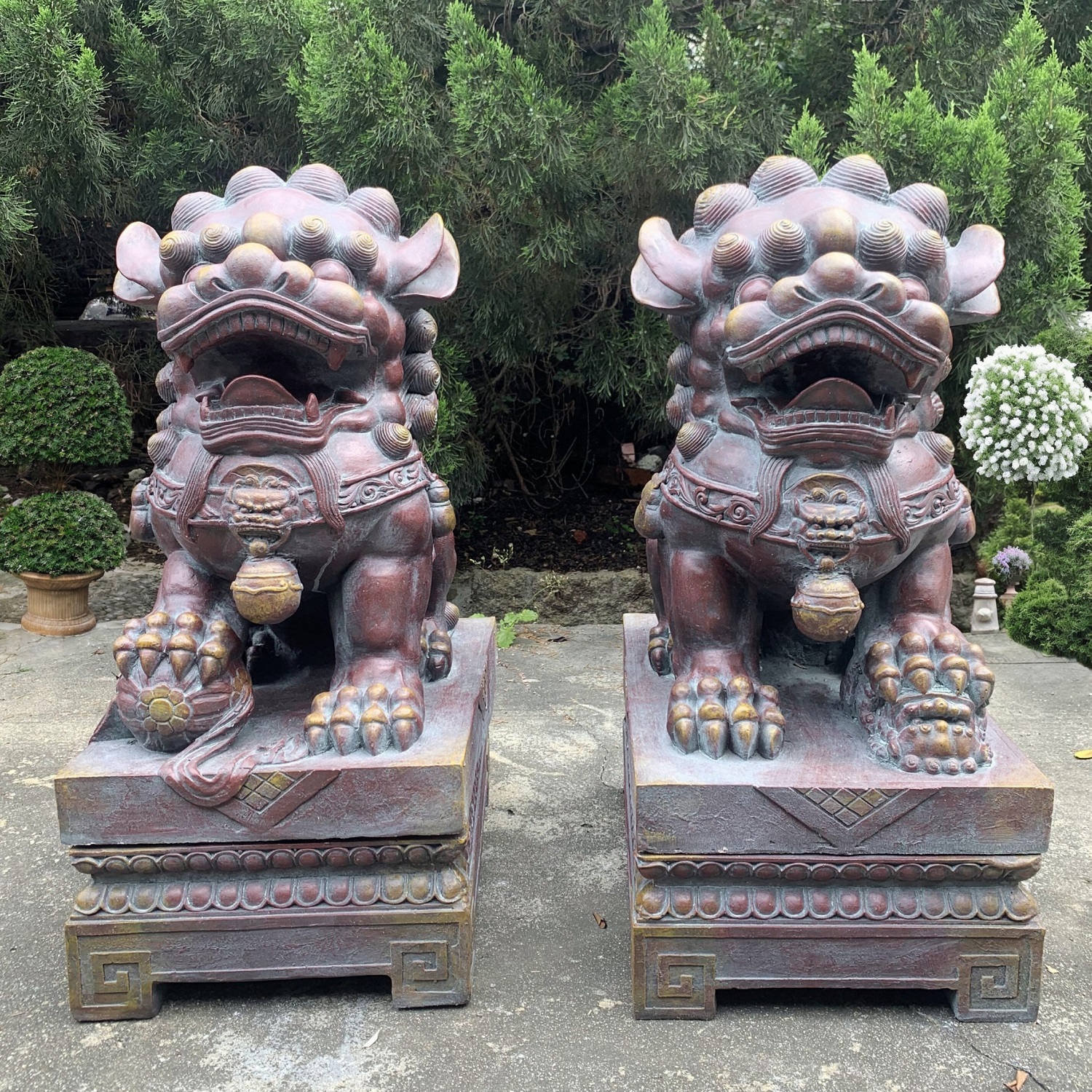 Set of 2 Magnesium Foo Dog Statues “Gan & An”