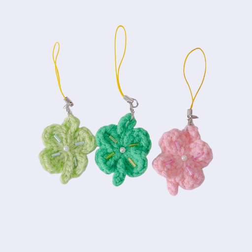 Clover Crochet Key Charm