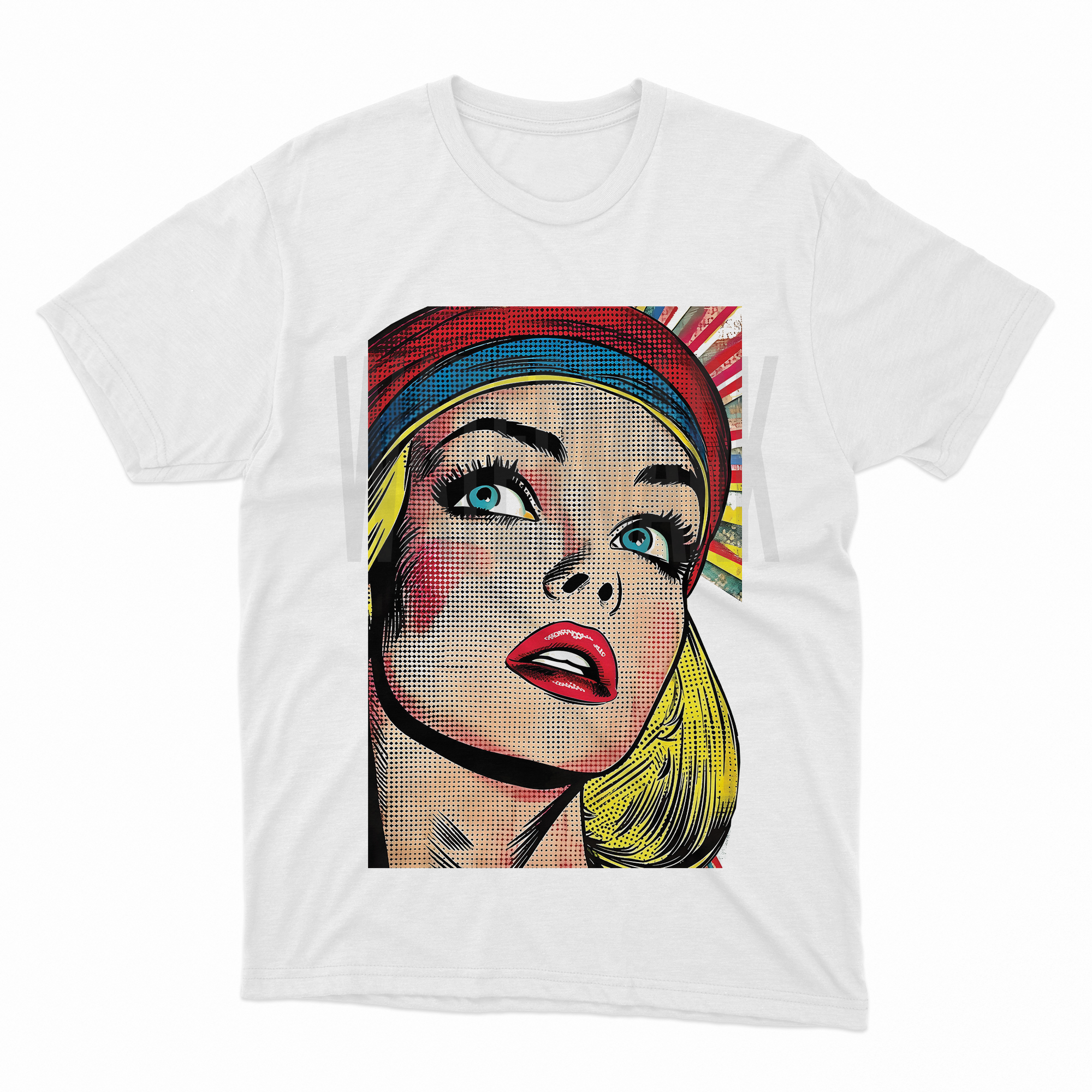 Lady Pop Art White _HALFTONE (Ready-to-Print Design)
