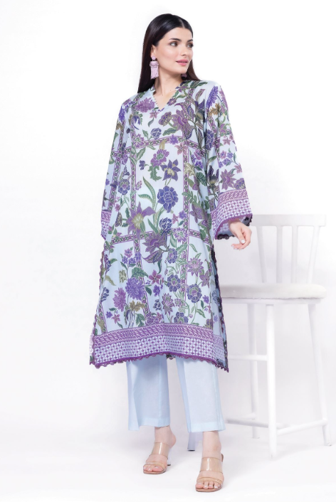 Unstitched printed lawn 2-piece ( shirt and bottom)