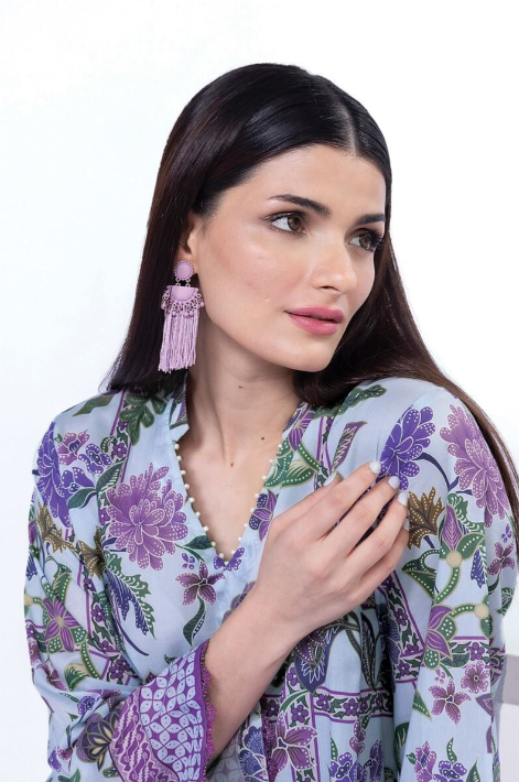 Unstitched printed lawn 2-piece ( shirt and bottom) 