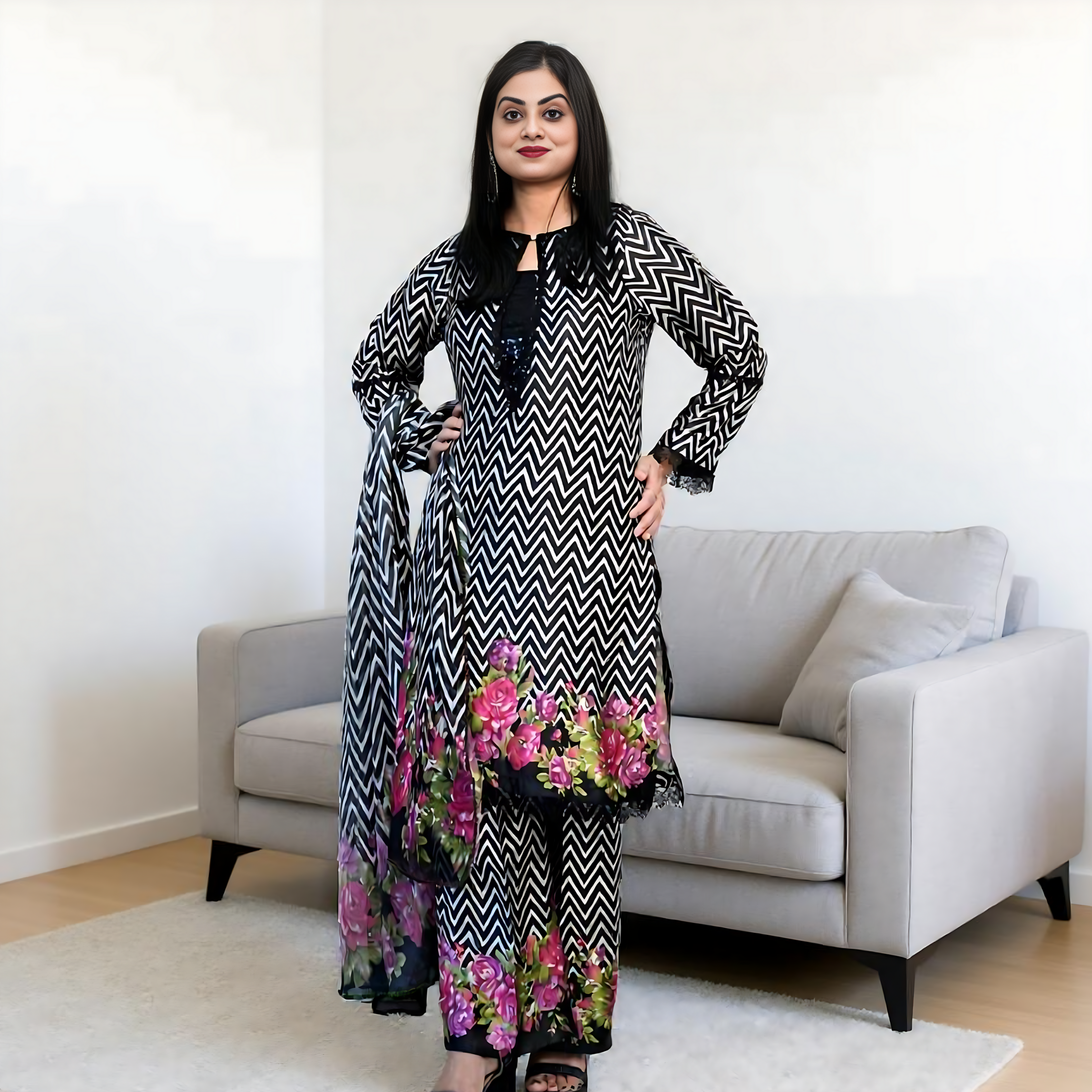 Black Elegance – 3-Piece Silk Co-ord Set | Ready to Wear