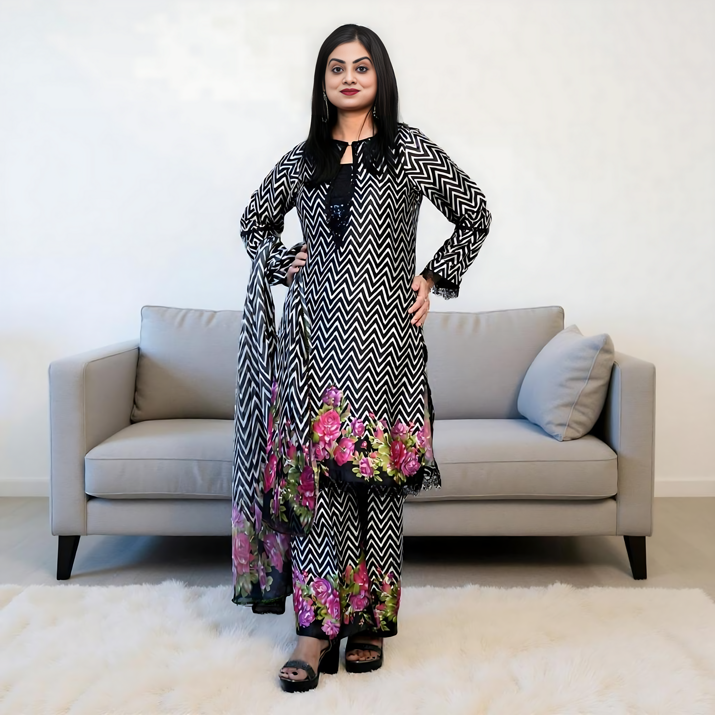 Black Elegance – 3-Piece Silk Co-ord Set | Ready to Wear