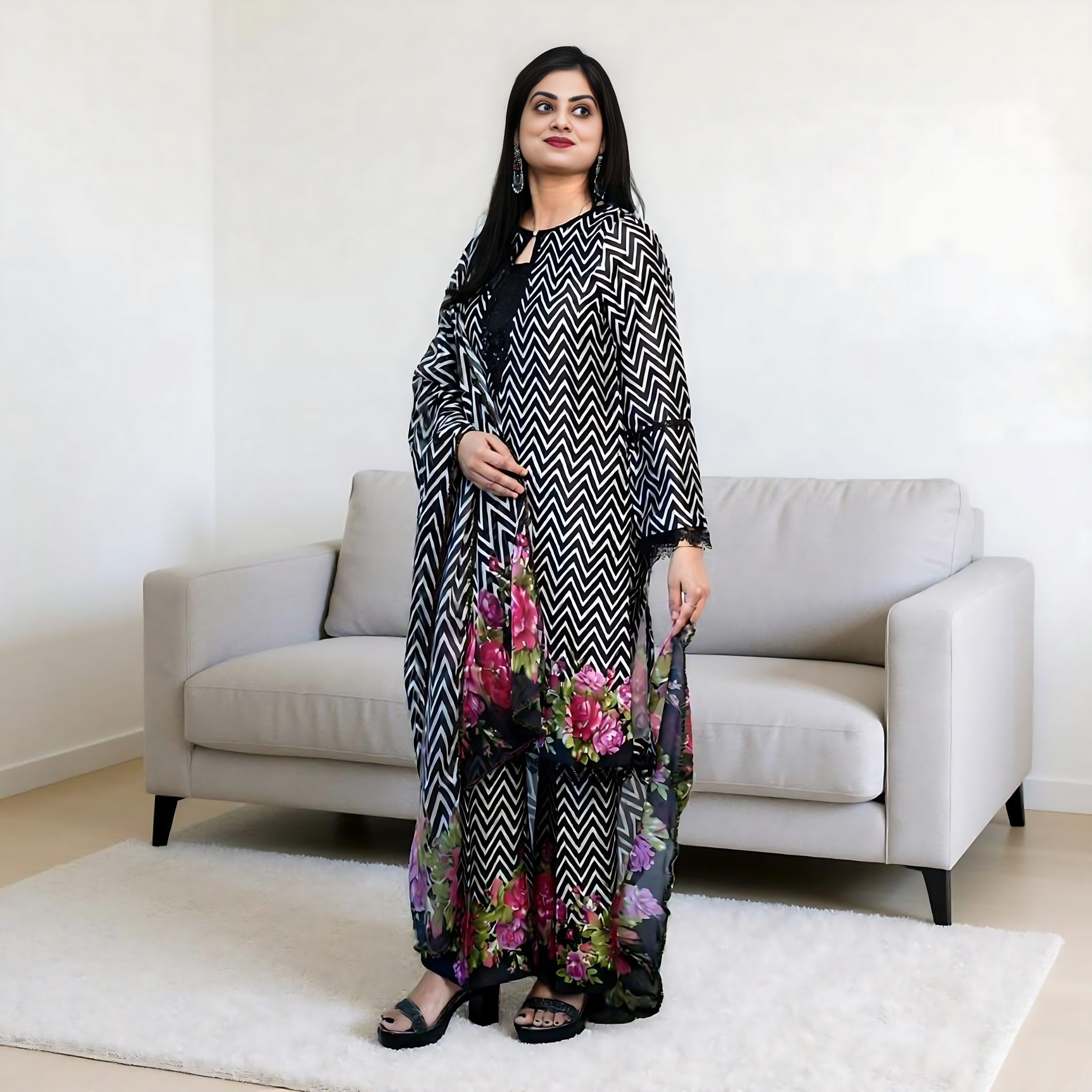 Black Elegance – 3-Piece Silk Co-ord Set | Ready to Wear