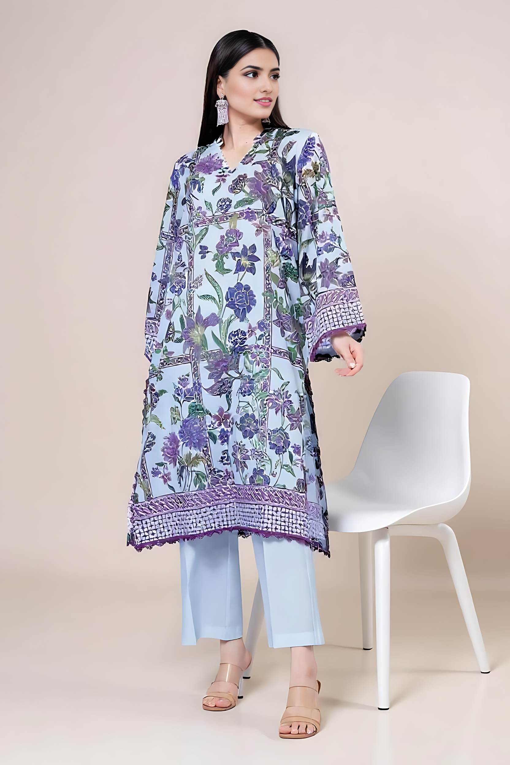 Sundar Soil – Unstitched Printed Lawn 2-Piece
