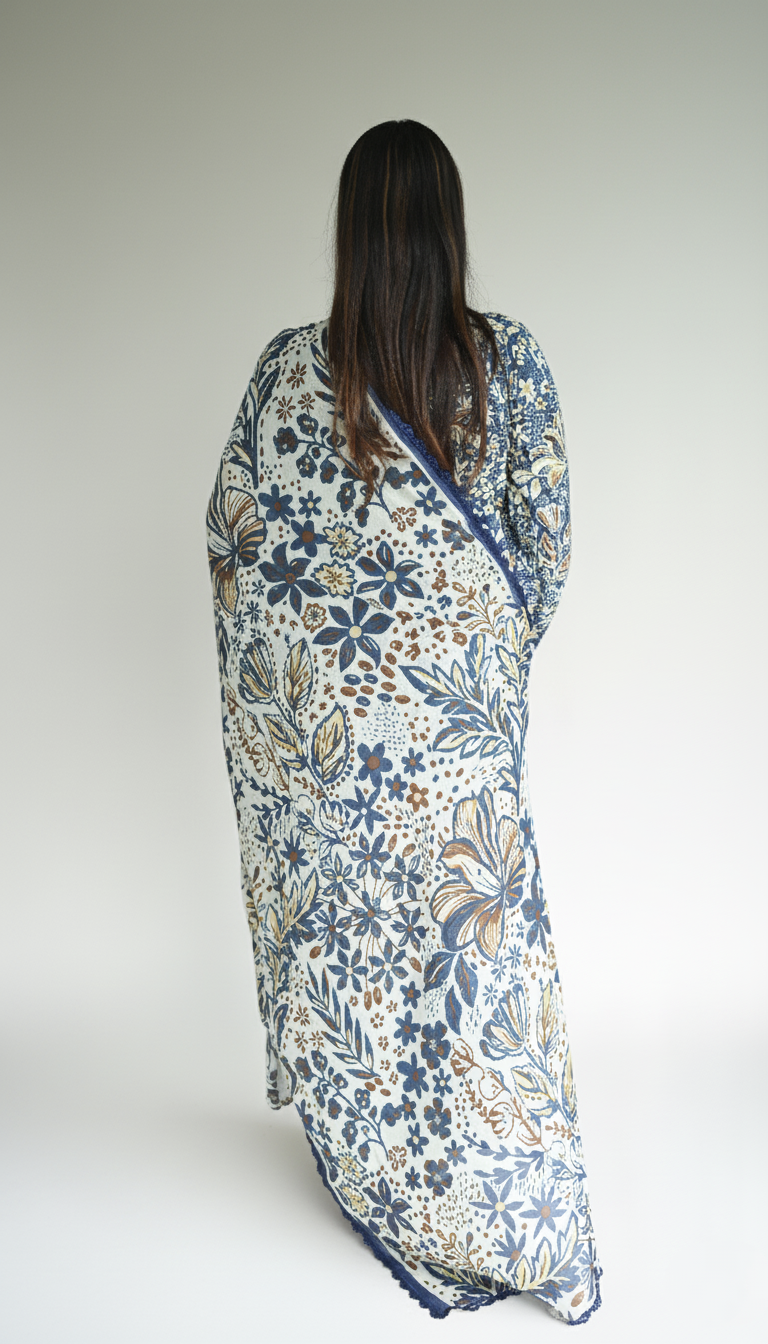 Azure Bloom – Lawn Floral Ensemble