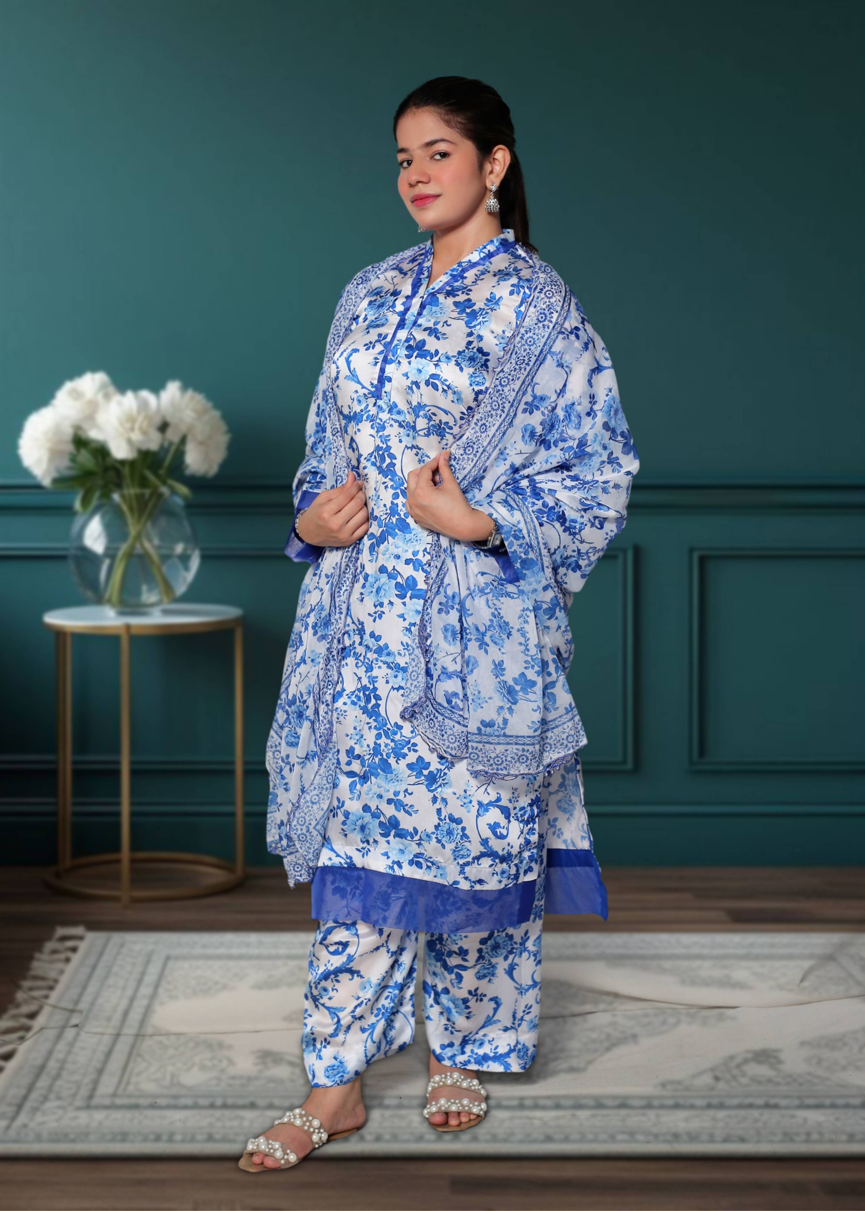 Silk Kurta Pant Dupatta Set | Ready to Wear