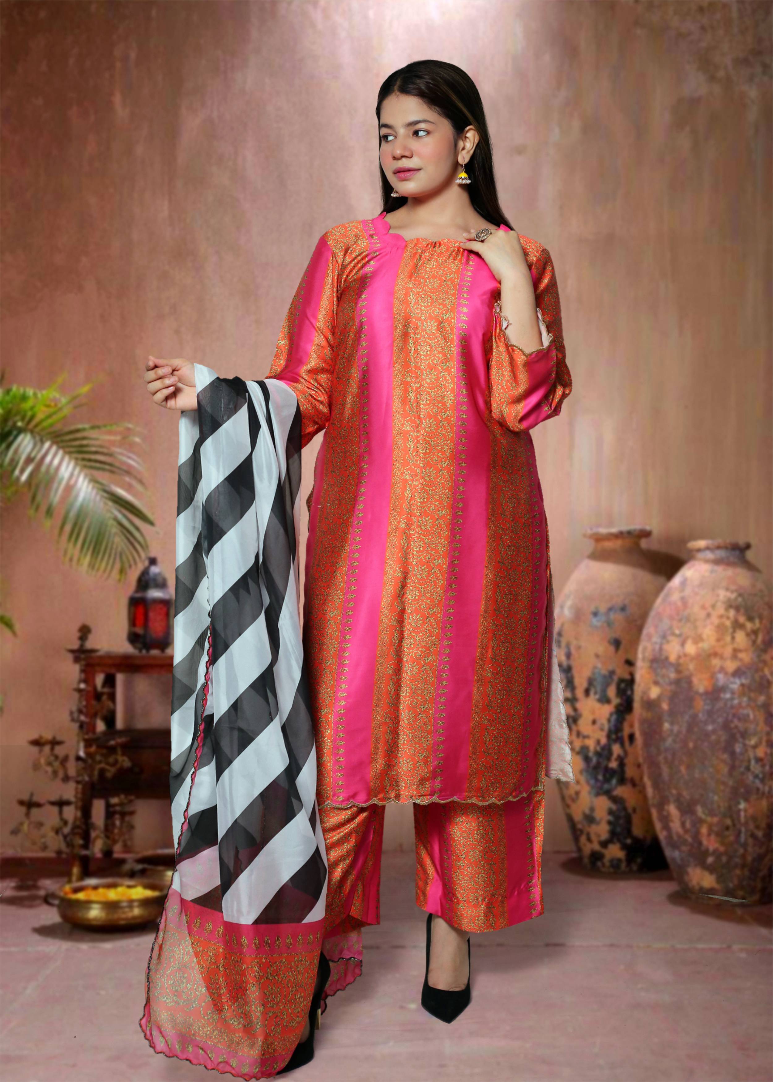 Silk Kurta Pant Dupatta Set | Ready to Wear
