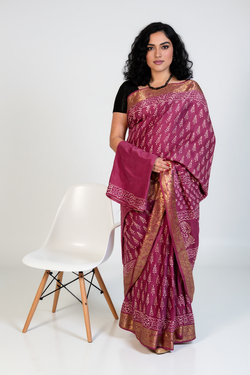 Ready-to-Wear Crepe Silk Saree with Unstitched Blouse