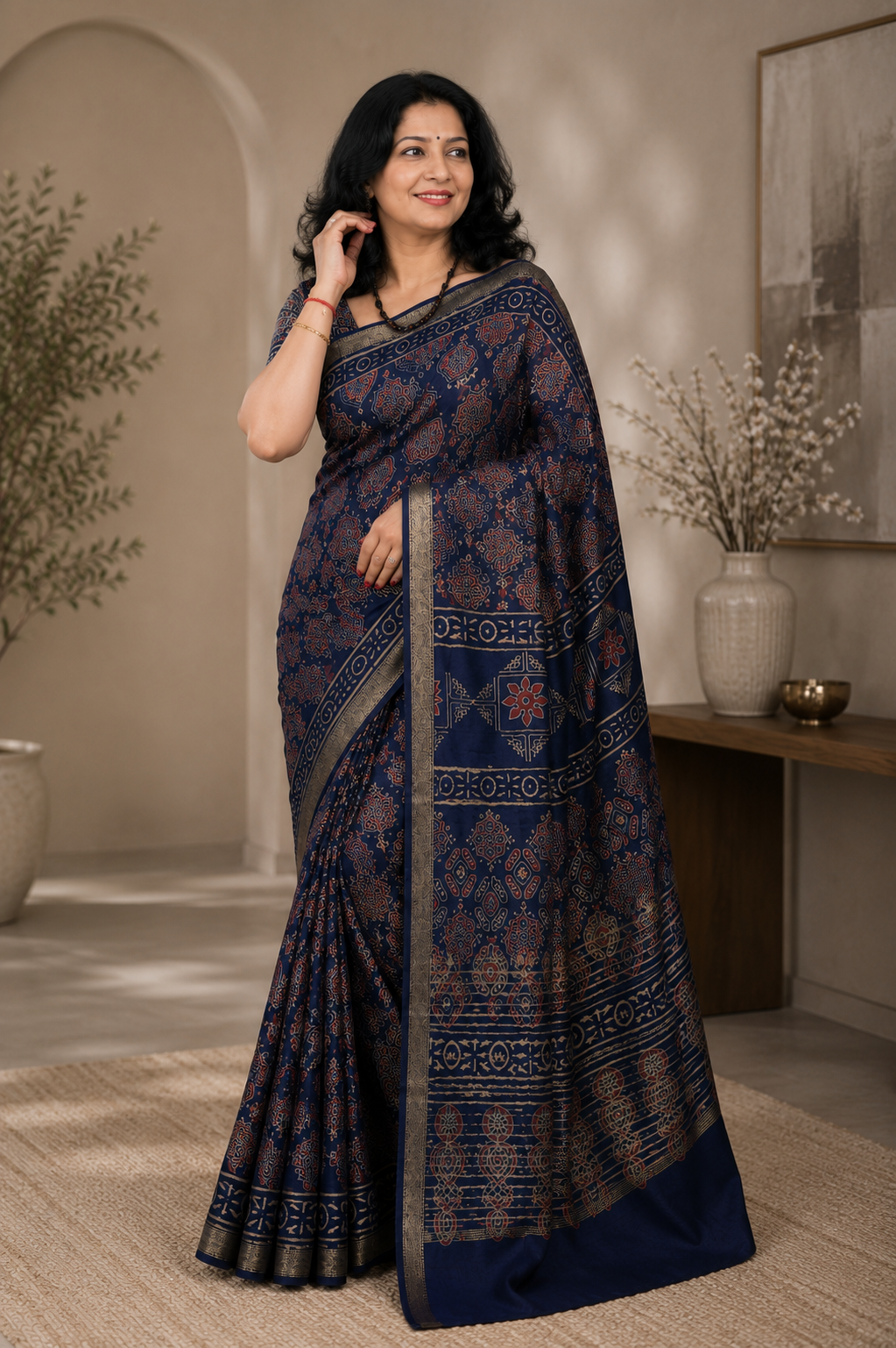 Pure Crepe Silk Ready-to-Wear Saree with Matching Unstitched Blouse & Zari Border