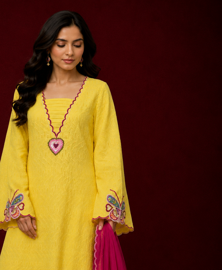Noor-e-Zard Luxury Chikankari Lawn 3 Piece Suit