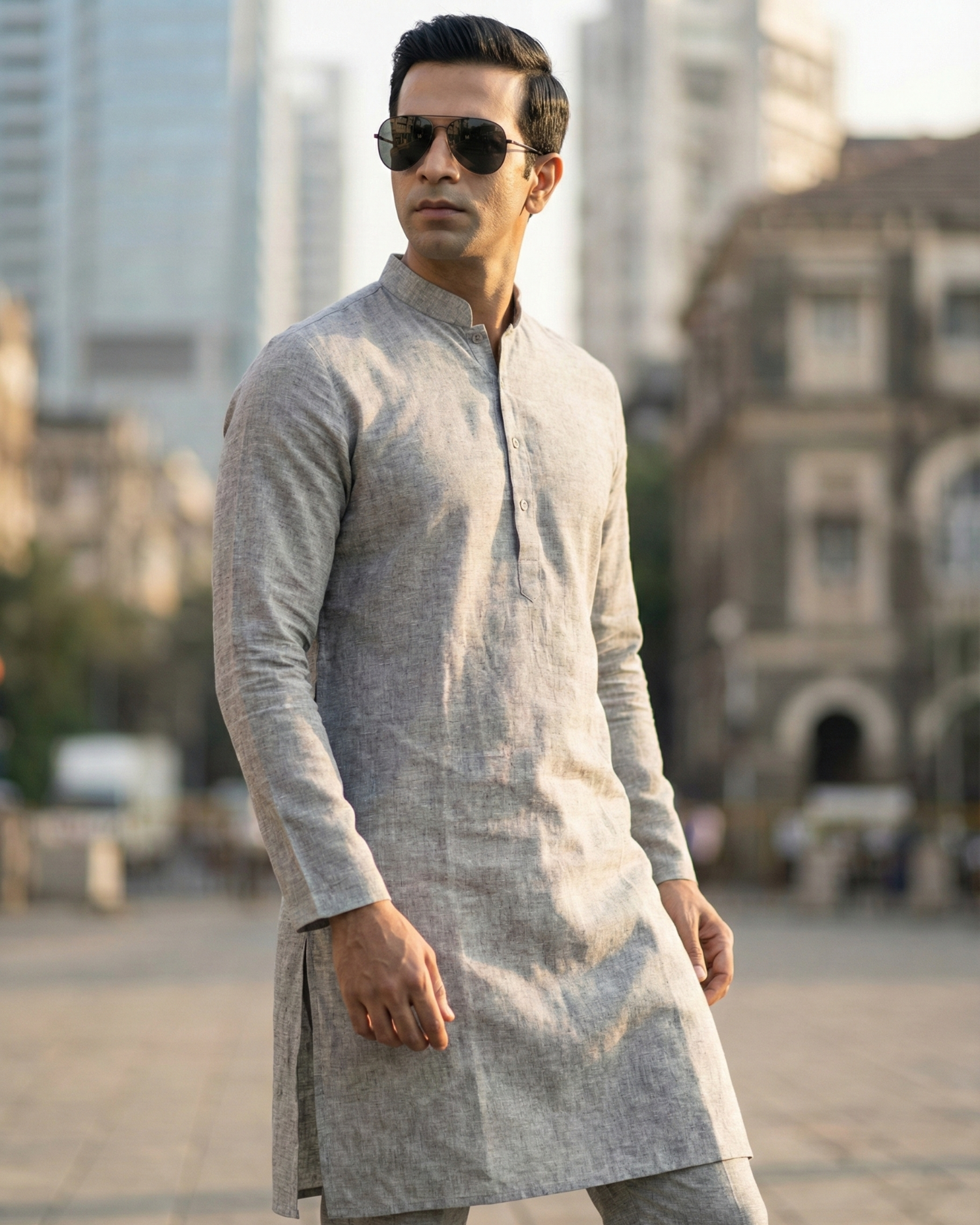 Ash Grey – Pure Hand-Woven Khadi Unstitched Suit