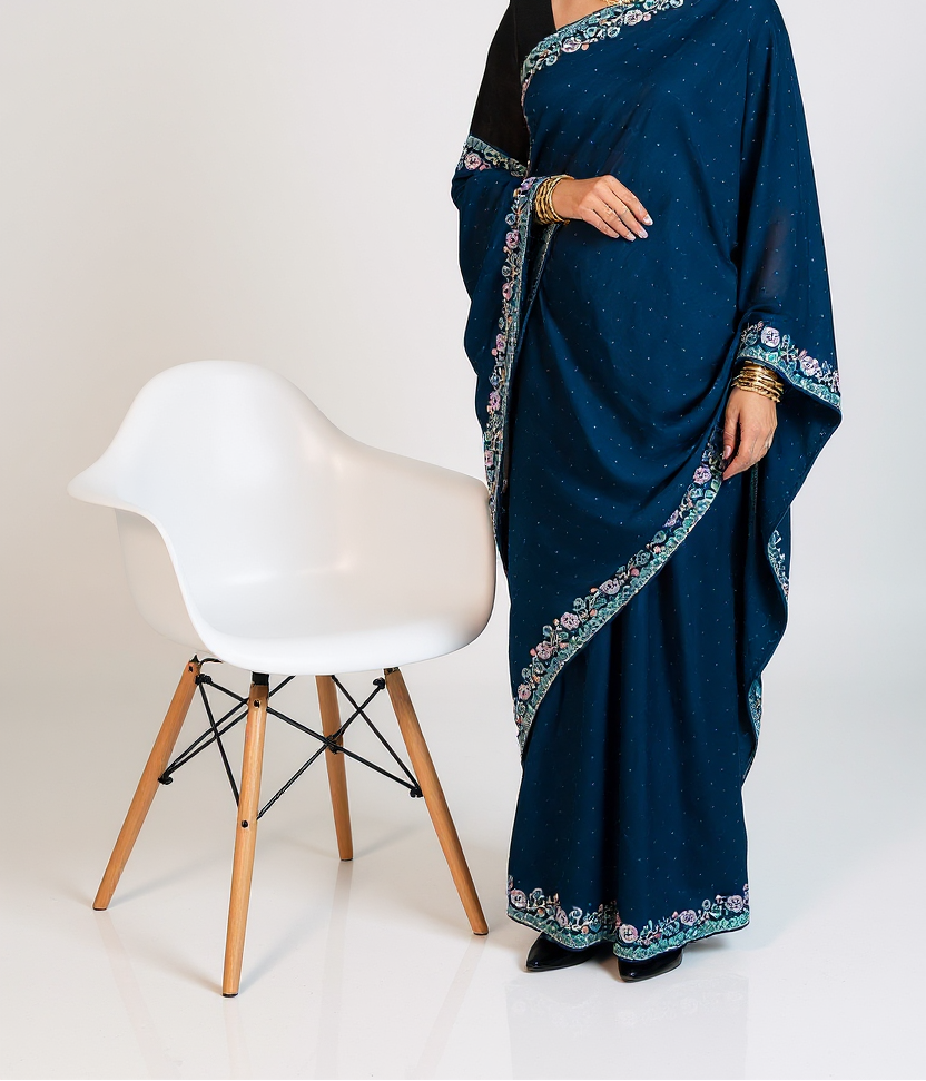 Pure Organza Silk Ready-to-Wear Saree with Matching Unstitched Blouse