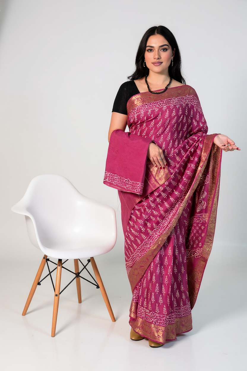 Ready-to-Wear Crepe Silk Saree with Unstitched Blouse