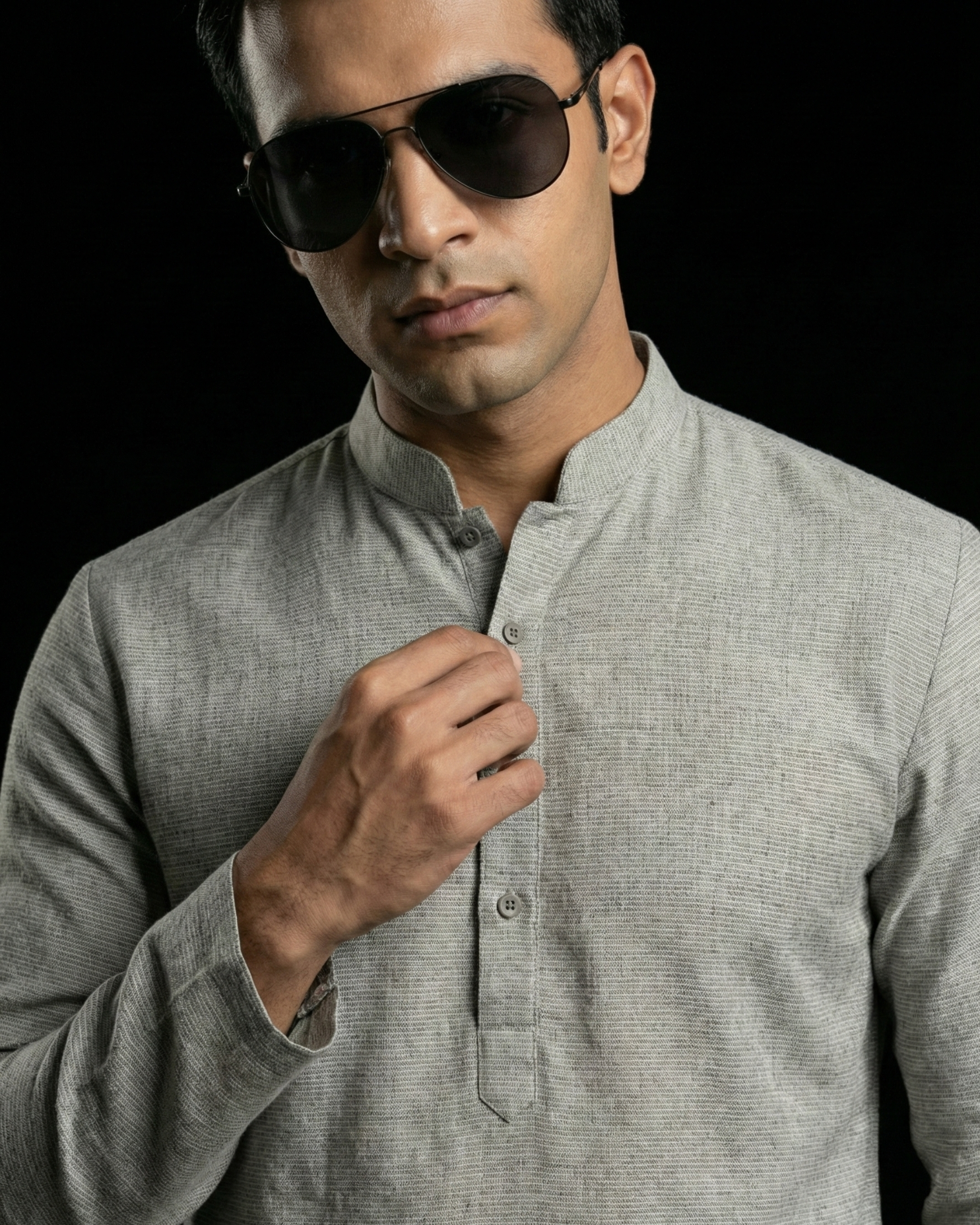 Ash Grey – Pure Hand-Woven Khadi Unstitched Suit