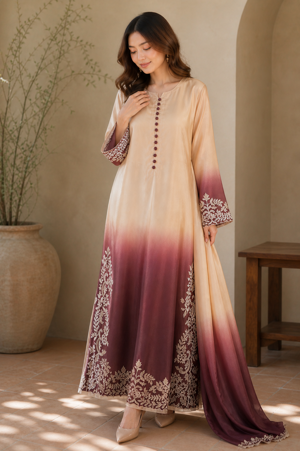 Noor Ombre Sheesha Silk Ensemble