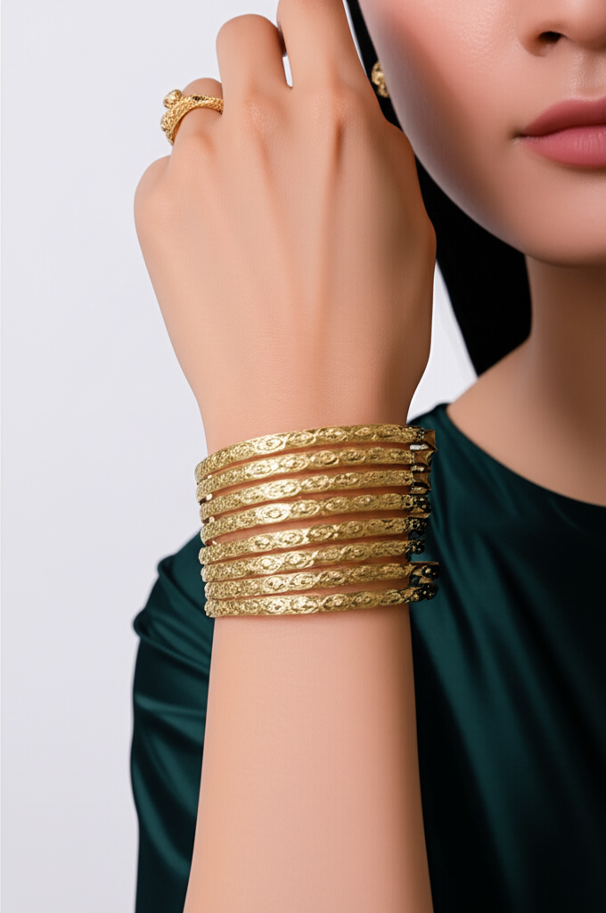 Classic Gleam – 4-Piece Gold-Toned Bangles Set