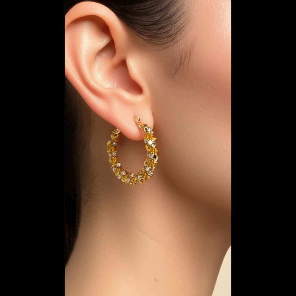 Floral Elegance Gold Hoop Earrings