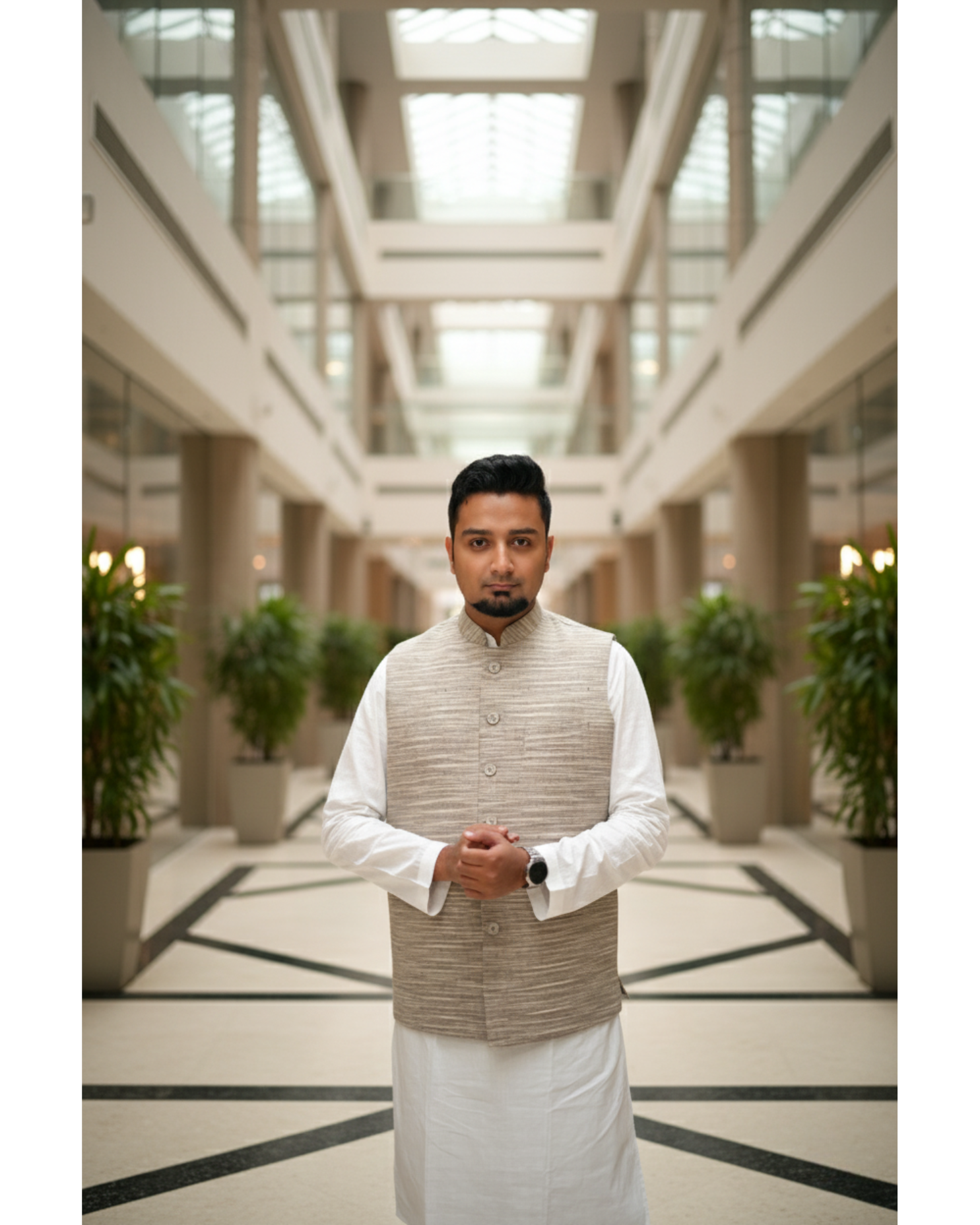 Hand-Woven Khaadi Nehru Jacket