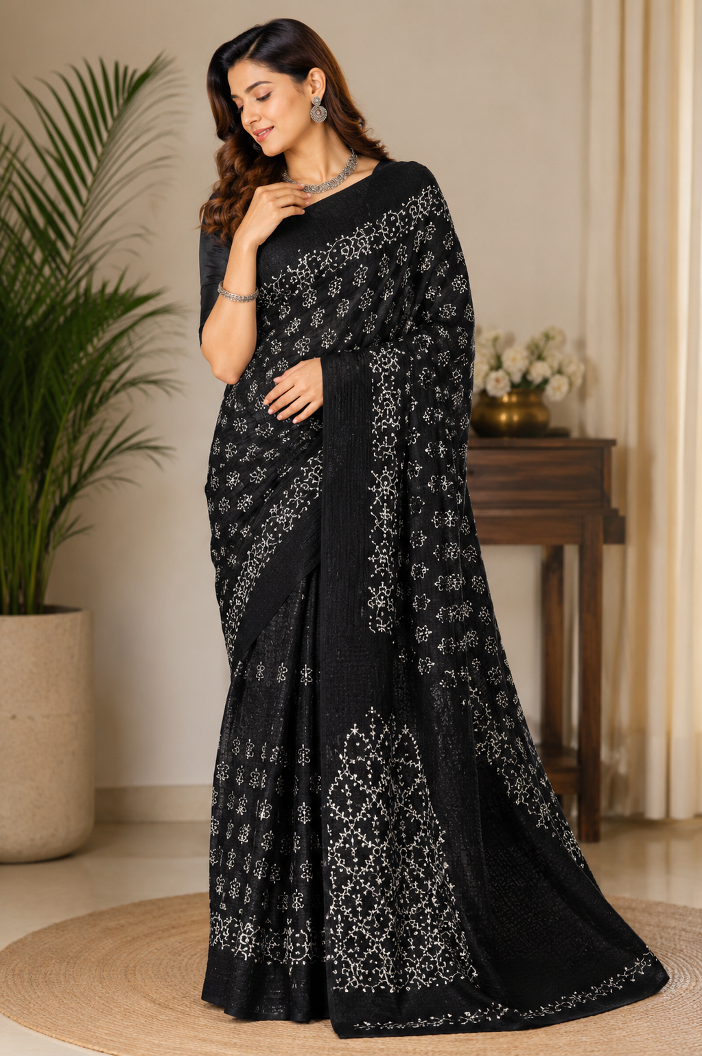  Pure Chiffon Ready-to-Wear Saree with Unstitched Blouse